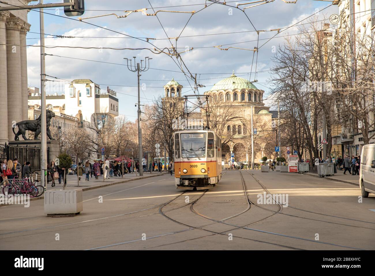 Sofie - 2. März 2020: Straße der Hauptstadt Bulgariens Stockfoto