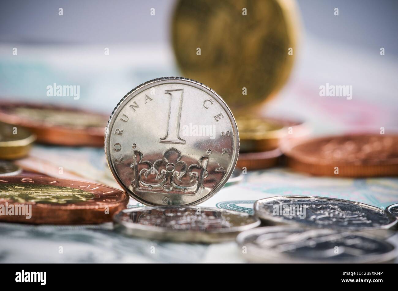 Tschechische Krone - Münzen tschechischer Währung - europa Geld Stockfoto