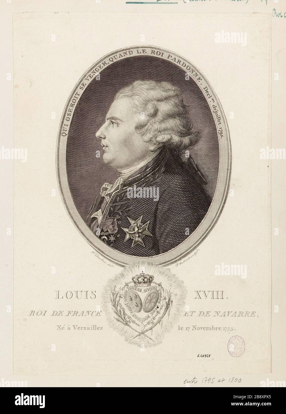Ludwig XVIII / König von Frankreich und Navarra, / geboren am 17. November in Versailles. Stockfoto