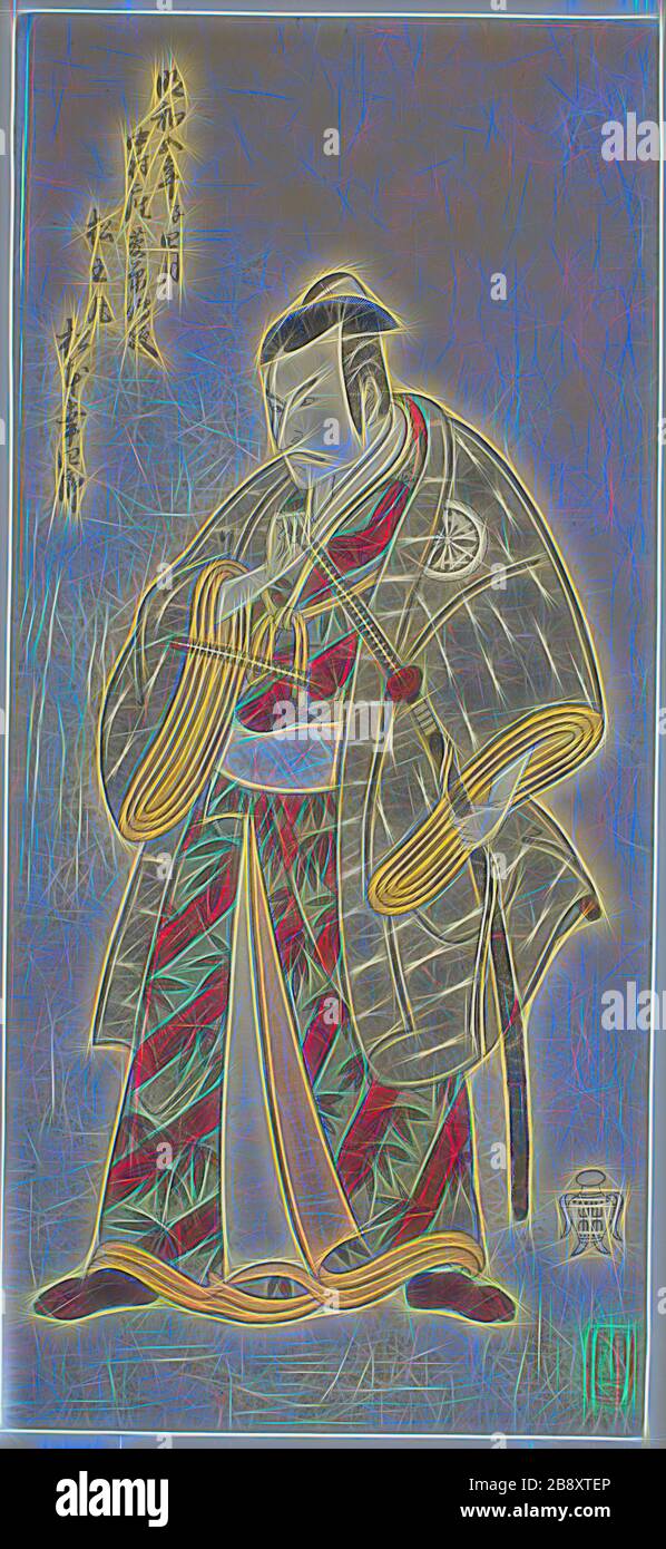 Der Schauspieler Matsumoto Koshiro III als Matsuo-maru im Stück Ayatsuri Kabuki Ogi trat im 7. Monat, 17601, c., im Nakamura Theater auf Von Katsukawa Shunsho ?? ??, Japanisch, 1726-172, Japan, Farbholzmuster, Hosobin, 32 x 14,5 cm (12 5/8 x 5 11/16 in.), von Gibon neu vorgestellt, Design von warmfröhlichem Leuchten von Helligkeit und Lichtstrahlen. Klassische Kunst mit moderner Note neu erfunden. Fotografie, inspiriert vom Futurismus, die dynamische Energie moderner Technologie, Bewegung, Geschwindigkeit und Kultur revolutionieren. Stockfoto