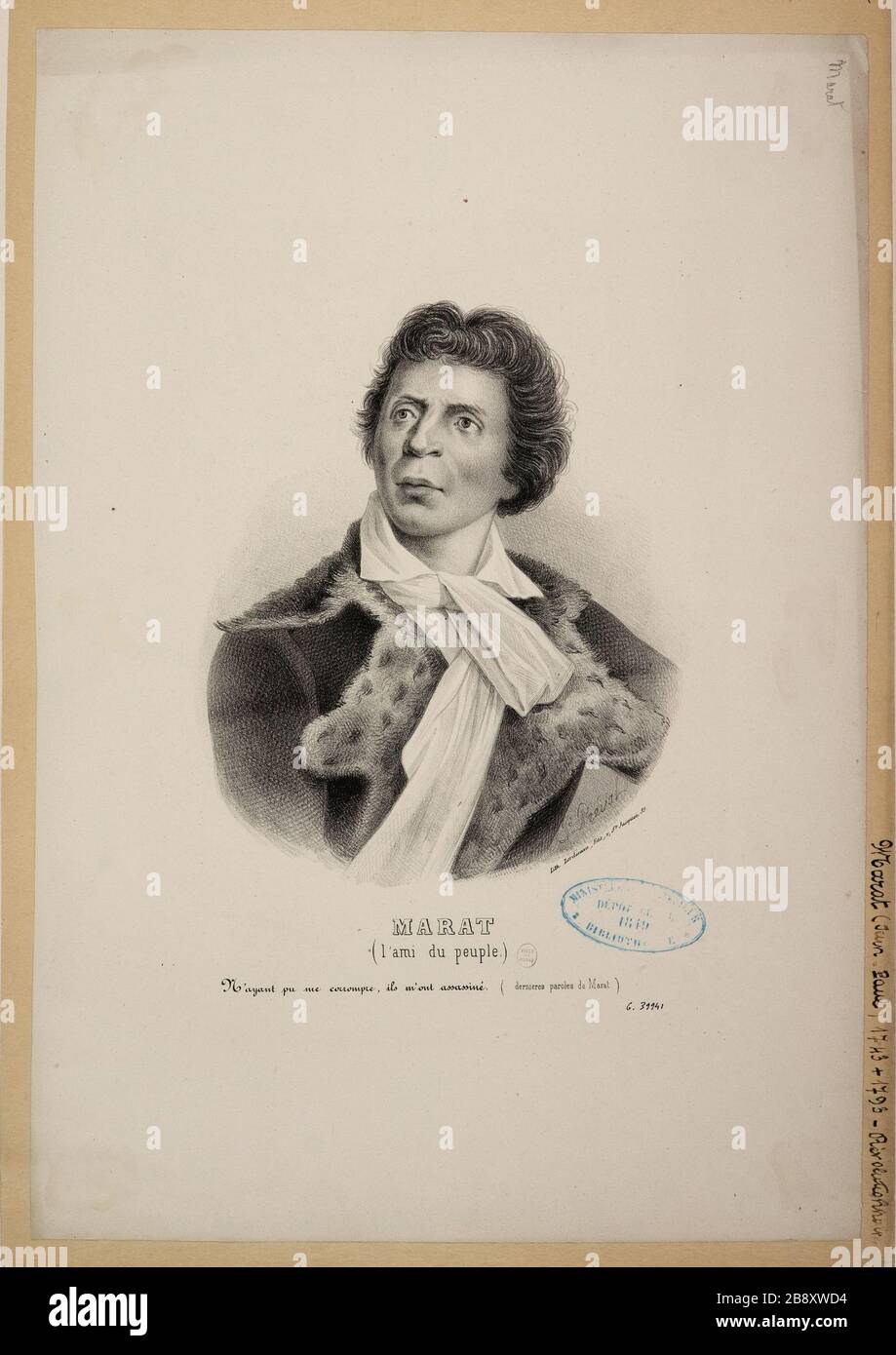 Marat. / (der Freund der Leute.) / kann mich nicht bestechen, sie haben mich ermordet. (Letzte Worte von Marat). Stockfoto