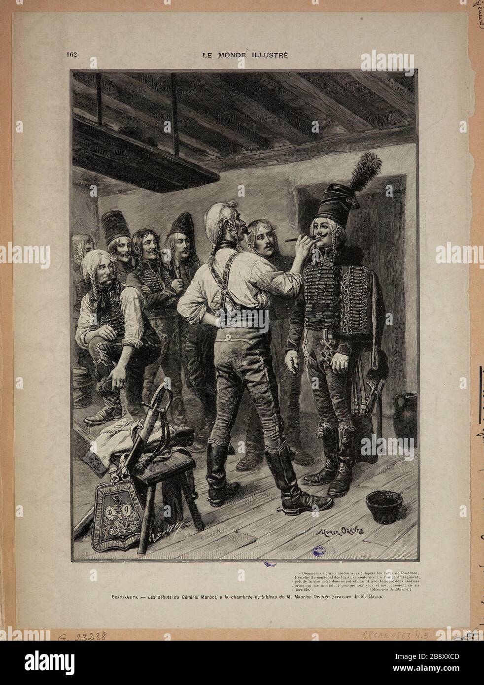 Die Anfänge von General Marbot, dem Schlafsaal, Gemälde von Maurice Orange. Stockfoto