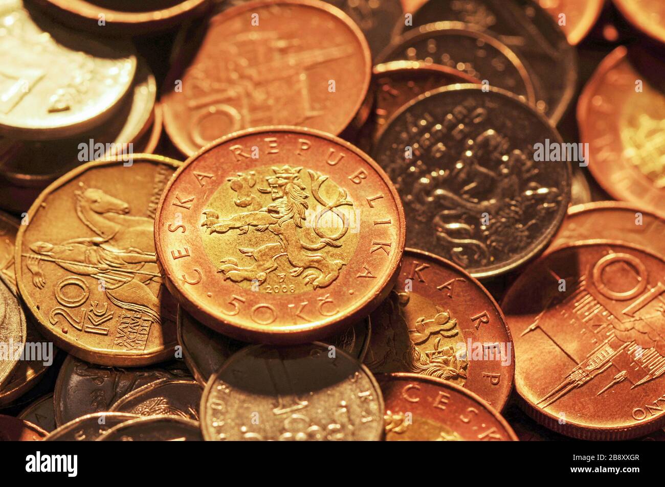 Tschechische Krone - Münzen tschechischer Währung - europa Geld Stockfoto