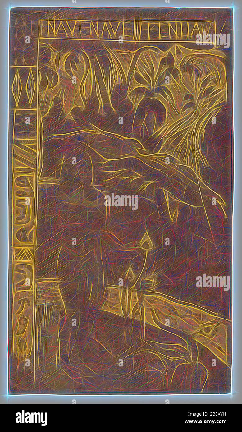 Nave Nave fenua (entzückendes Land), aus der Noa Noa Suite, 1893-94, Paul Gauguin, Französisch, 1848-1903, Frankreich, Holzblock-Druck in Braun- und Schwarztinten, mit selektivem Wischen, einem übertragenen Two-Eindruck, Und die von Hand aufgebrachte dunkelbraune Tinte, auf dünnem, blassrosa Wove-Papier (blass bis braun), 355 × 205 mm (Bild), 358 × 208 mm (Blatt), von Gibon neu vorgestellt, Design von warmem, fröhlichem Leuchten von Helligkeit und Lichtstrahlen. Klassische Kunst mit moderner Note neu erfunden. Fotografie, inspiriert von Futurismus, die dynamische Energie moderner Technologie, Bewegung, Geschwindigkeit und Revolutionierung umfasst Stockfoto