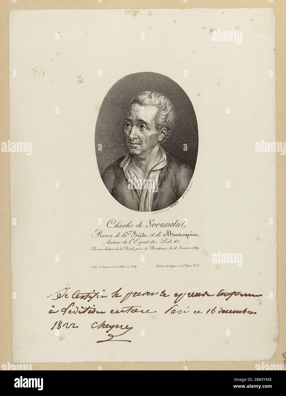 Charles Secondat / Baron Brede und Montesquieu [...]. Stockfoto