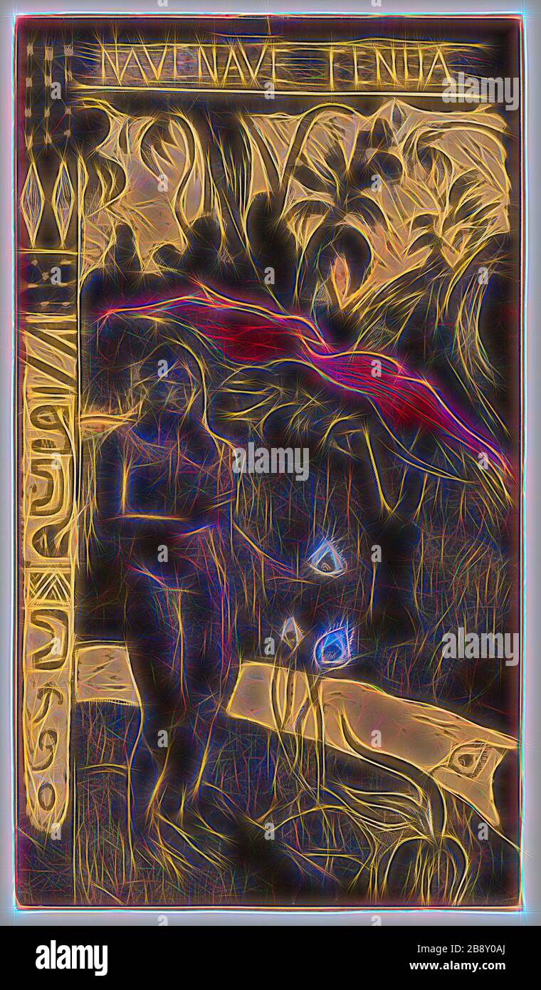 Nave Nave fenua (entzückendes Land), aus der Noa Noa Suite, 1893/94, Paul Gauguin, Französisch, 1848-1903, Frankreich, Holzblockdruck in schwarzer Tinte, mit handaufgebrachten roten, blauen, grünen, gelben, rot-orangefarbenen, Und silbergraues Aquarell auf braunem Taubpapier, 354 × 200 mm (Bild), 357 × 204 mm (Blatt), von Gibon neu vorgestellt, Design von warmem, fröhlichem Leuchten von Helligkeit und Lichtstrahlen. Klassische Kunst mit moderner Note neu erfunden. Fotografie, inspiriert vom Futurismus, die dynamische Energie moderner Technologie, Bewegung, Geschwindigkeit und Kultur revolutionieren. Stockfoto