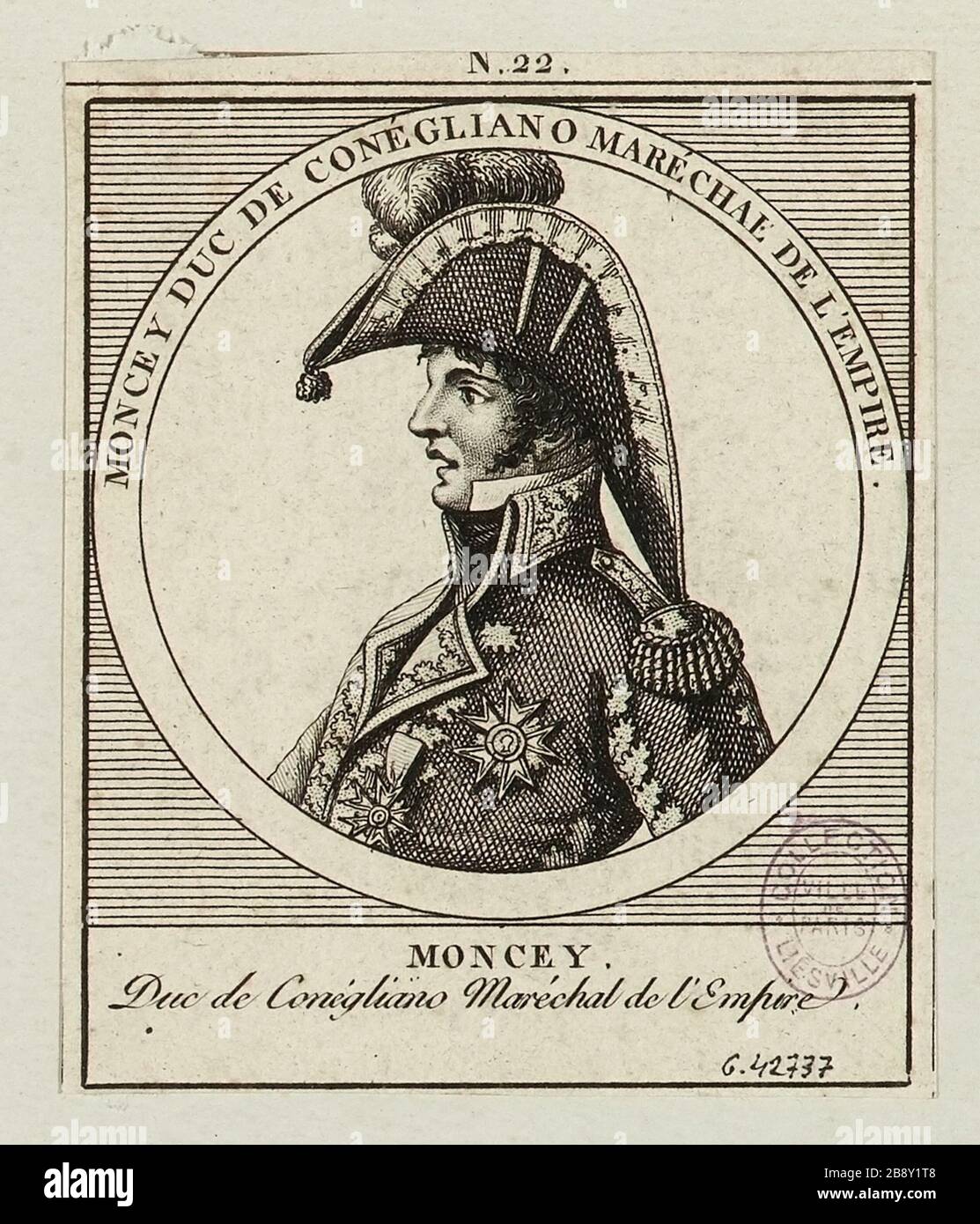 Moncey. / Herzog von Conegliano Marschall des Imperiums. Stockfoto