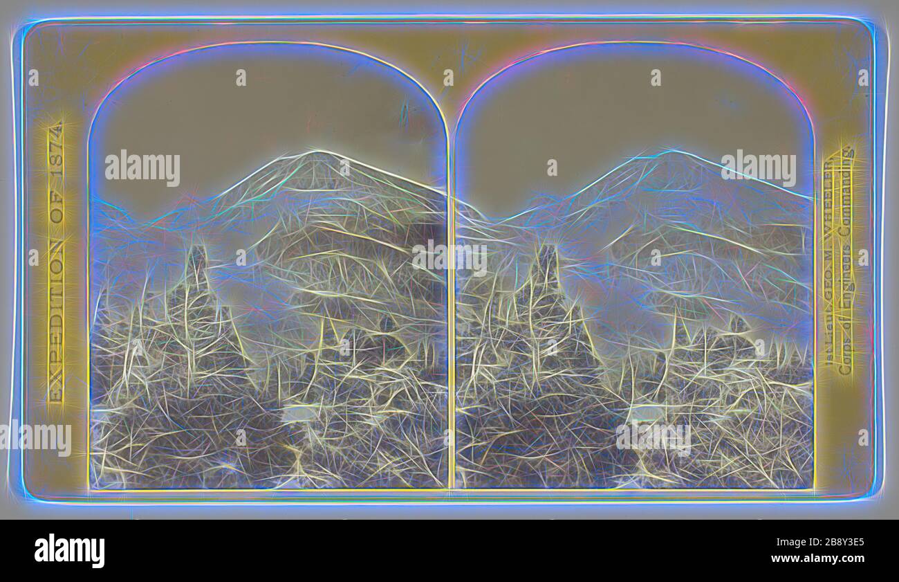 Baldy Peak, Cerro Blanco Mountains, Colorado, 14.234 Fuß über dem Meeresspiegel. Begrenzung der Vegetationshöhe ca. 11.000 Fuß, im Jahr 1874, Timothy O'Sullivan (American, Born Ireland, 100-1882), im Auftrag von George Wheeler für das war Department, Corps of Engineers, U.S. Army, United States, Albumen Print, Stereo, Nr. 46 aus der Serie geographische Erkundungen und Erhebungen westlich des Meridians, neu von Gibon vorgestellt, Design mit warmem, fröhlichem Glanz von Helligkeit und Lichtstrahlen. Klassische Kunst mit moderner Note neu erfunden. Fotografie, inspiriert von Futurismus, mit dynamischer Energie von m Stockfoto