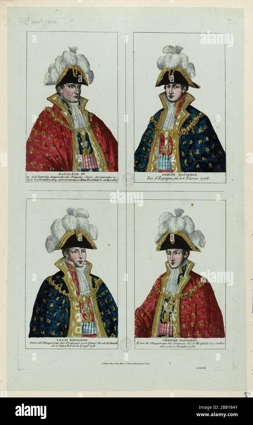 Napoleon [...] / Joseph Napoleon [...] / Louis Napoleon [...] / Jerome Napoleon [vier Porträts und Brust-Gericht-Klage] Stockfoto