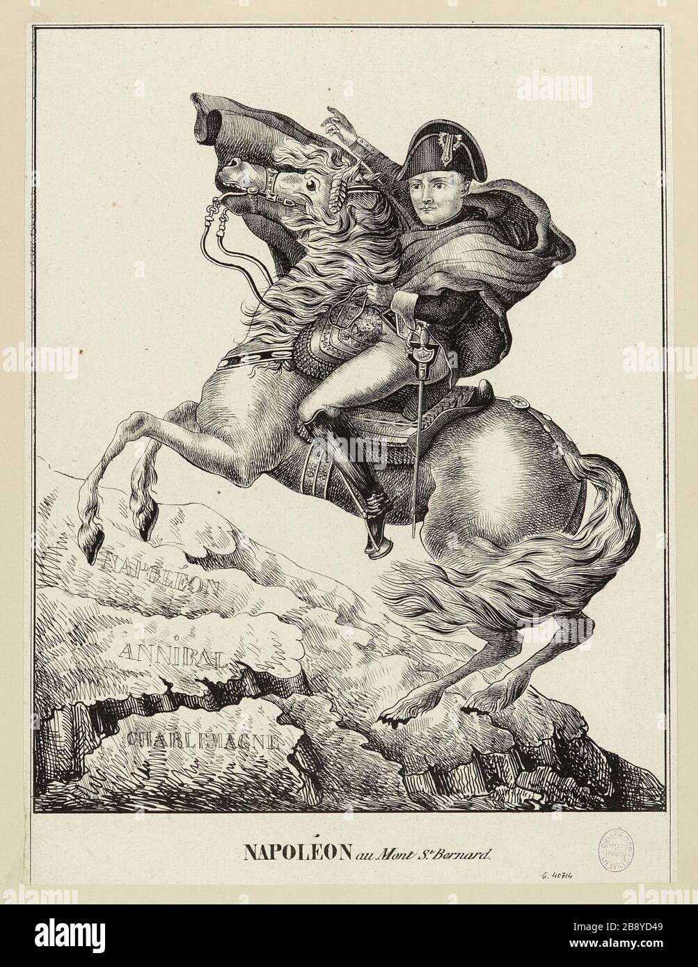Napoleon am Mount St Bernard. [Beliebte Version des Gemäldes von Jacques-Louis David] Stockfoto