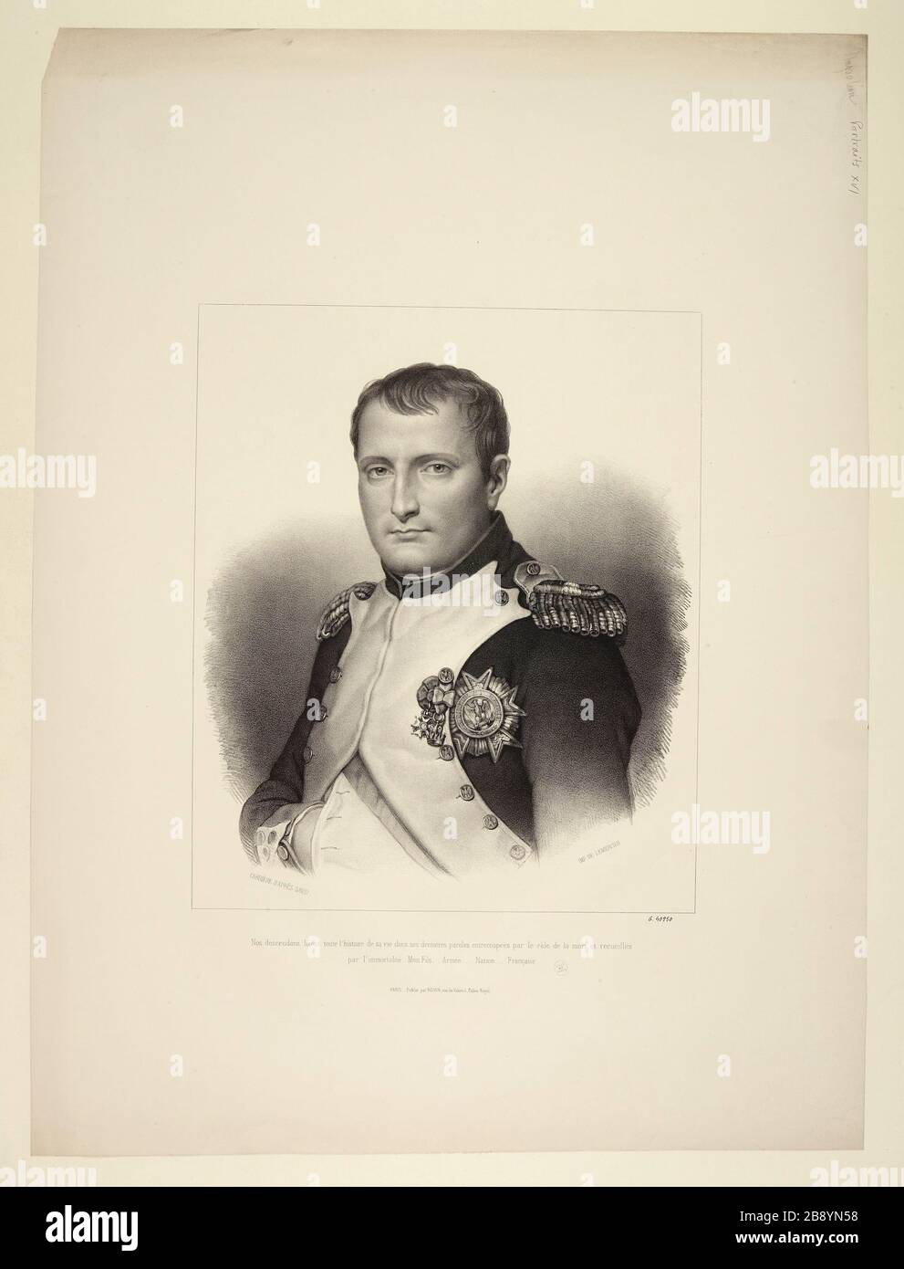 Unsere Nachfahren werden die ganze Geschichte seines Lebens in seinen letzten gebrochenen Worten vom Tod lesen und gesammelt / durch Unsterblichkeit. Mein Sohn ... ... Armee Der Nation ... Französisch. Stockfoto