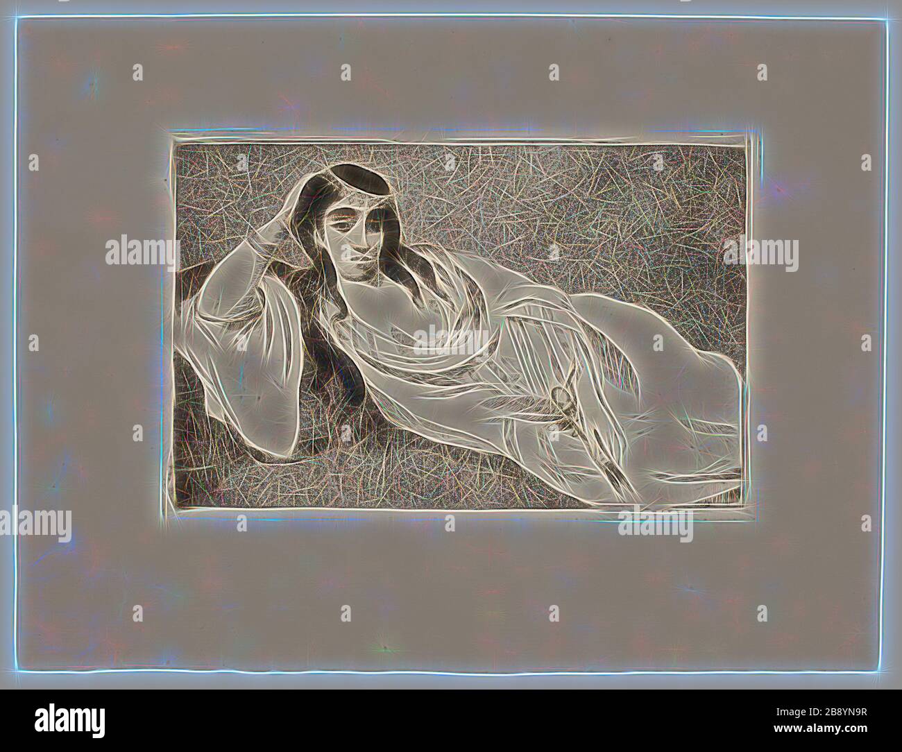 Odalisque, ca. Édouard Manet, Französisch, 1832-1883, Frankreich, Radierung und Aquatint in Schwarz auf Buff laid paper, 127 × 195 mm (Bild), 129 × 198 mm (Platte), 218 × 289 mm (Blatt), von Gibon neu vorgestellt, Design von warmem, fröhlichem Leuchten von Helligkeit und Lichtstrahlen. Klassische Kunst mit moderner Note neu erfunden. Fotografie, inspiriert vom Futurismus, die dynamische Energie moderner Technologie, Bewegung, Geschwindigkeit und Kultur revolutionieren. Stockfoto