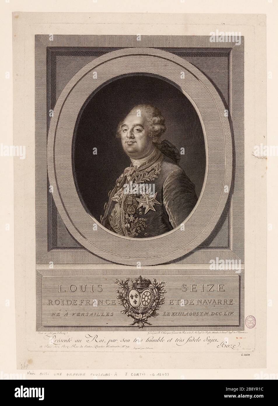 Louis Sixteen/König von Frankreich und Navarra. / geboren in Versailles XXIII aoust M. DCC. LIV. Stockfoto