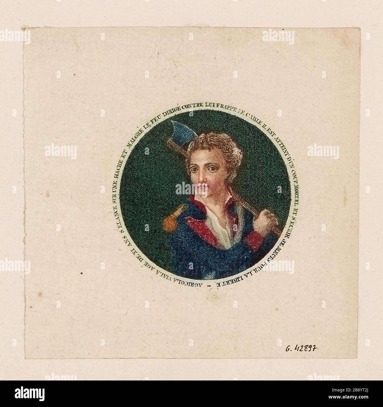 Agricola Viala, der Einjahres XI, lief ein gegen das Kabel gerichtetes Malge-Axt-Feuer nieder, das ihn traf, der an einem tödlichen Schlag leidet. ILS'écie Ich sterbe für die Freiheit Stockfoto