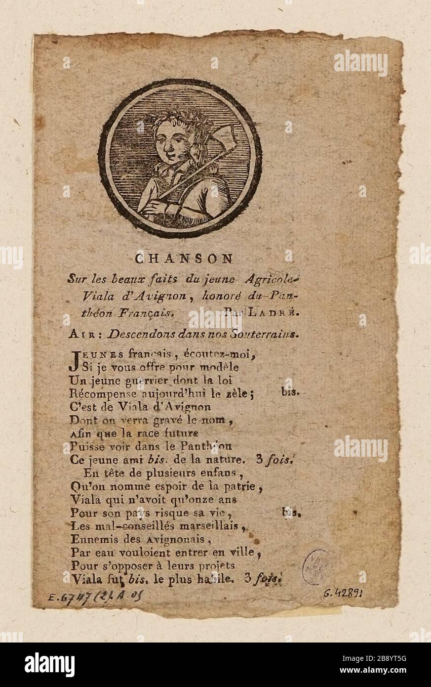Lied / Fakten über die schöne junge Agricola / Viala Avignon, würdigte das Pantheon Französisch Stockfoto