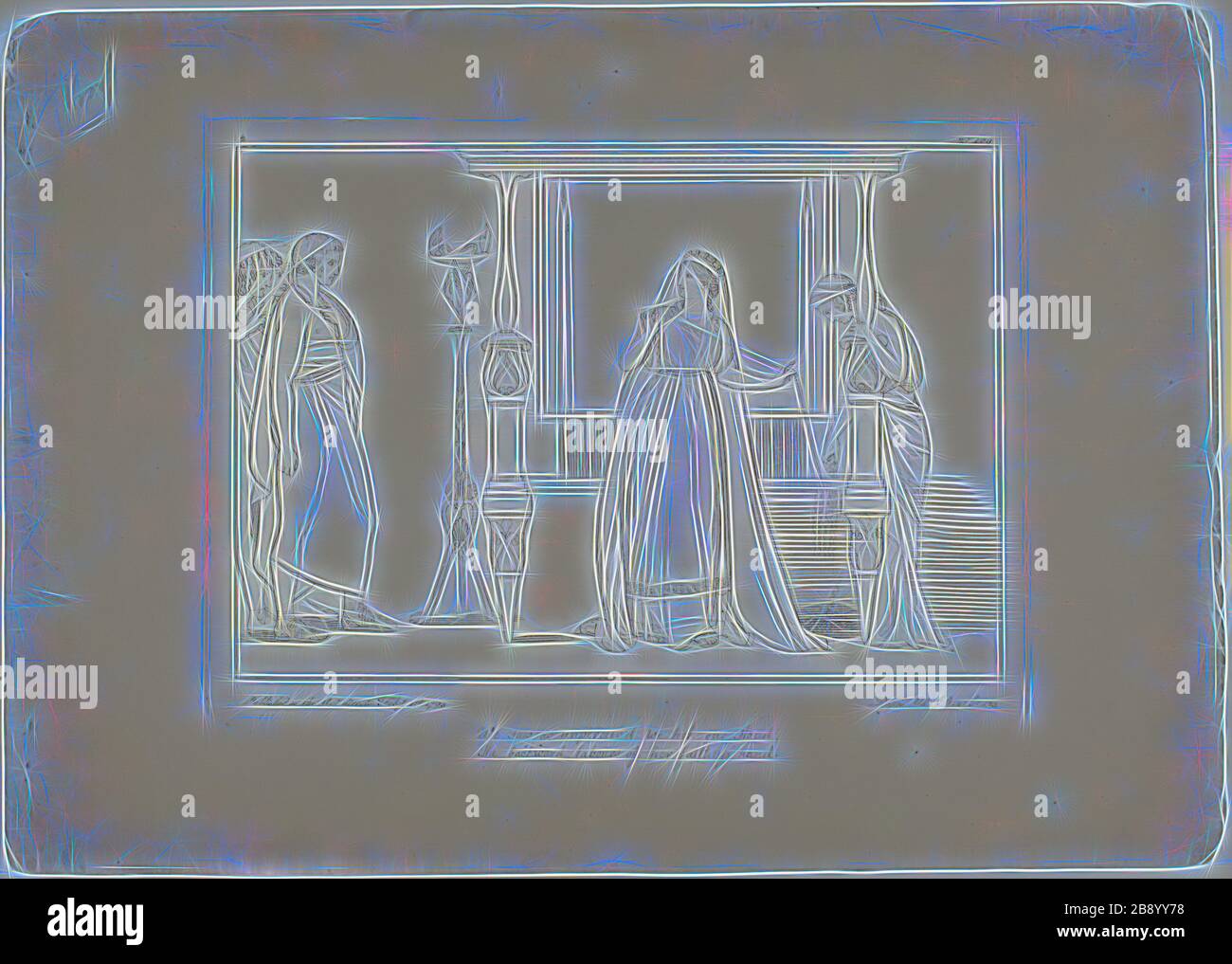 Illustration zu Pope's Odyssey, 173, Tommaso Piroli, Italienisch, C. 1752-248, Italien, in Schwarz auf Papier graviert, von Gibon neu vorgestellt, Design von warmem, fröhlichem Leuchten von Helligkeit und Lichtstrahlen. Klassische Kunst mit moderner Note neu erfunden. Fotografie, inspiriert vom Futurismus, die dynamische Energie moderner Technologie, Bewegung, Geschwindigkeit und Kultur revolutionieren. Stockfoto