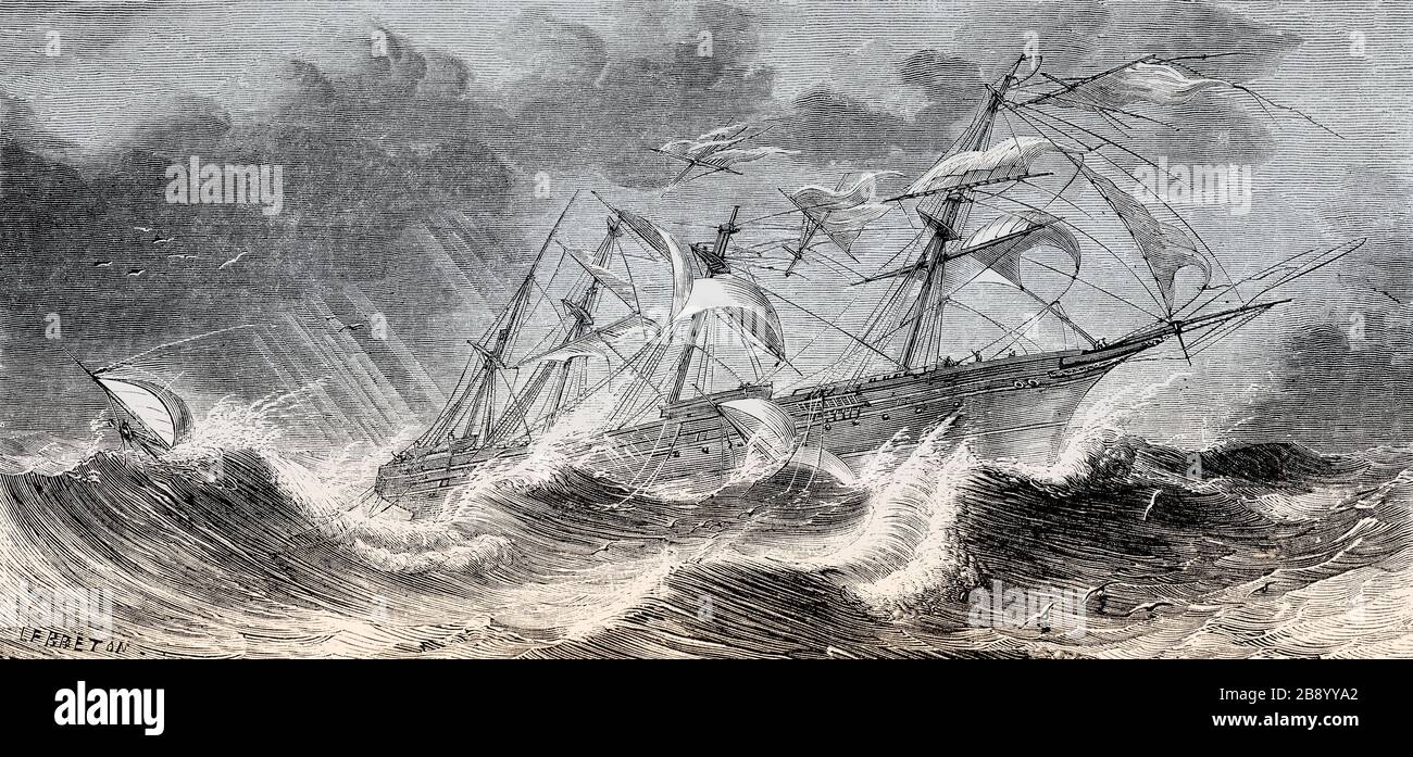 Great Republic, das größte Holzschiff, Cape Horn, 1857 Stockfoto