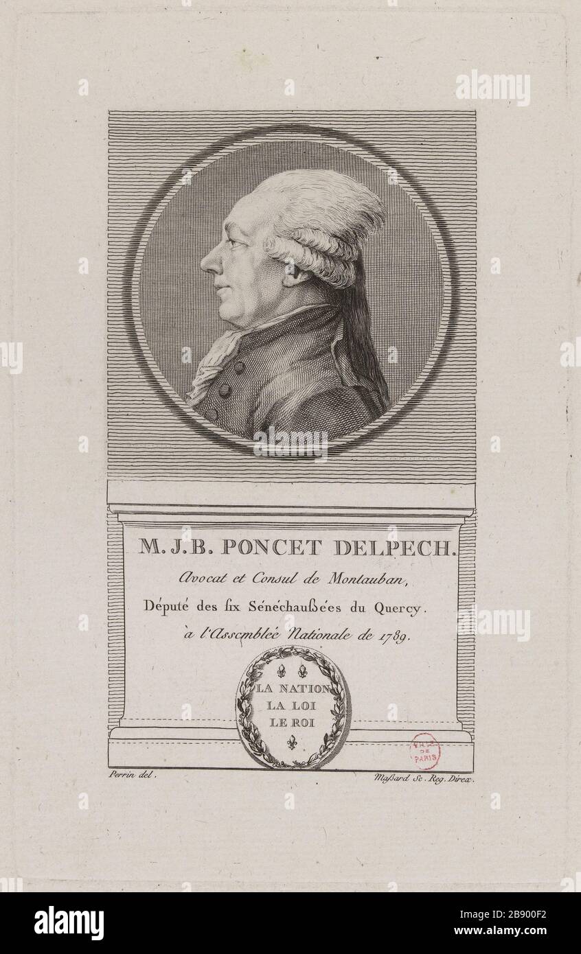 Jean-Pierre Poncet Delpech, Rechtsanwalt und Konsul von Montauban. Jean Baptiste Louis Massard (1772-1810). "Jean-Pierre Poncet Delpech, Avocat et Consul de Montauban". Physionotrace. Paris, musée Carnavalet. Stockfoto