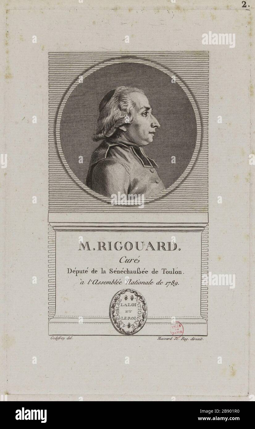 Herr Rigouard, Pfarrer, Mitglied der Senechausseen Toulon. Jean Baptiste Louis Massard (1772-1810). "M. Rigouard, curé, député de la Sénéchaussées de Toulon'. Physionotrace. Paris, musée Carnavalet. Stockfoto