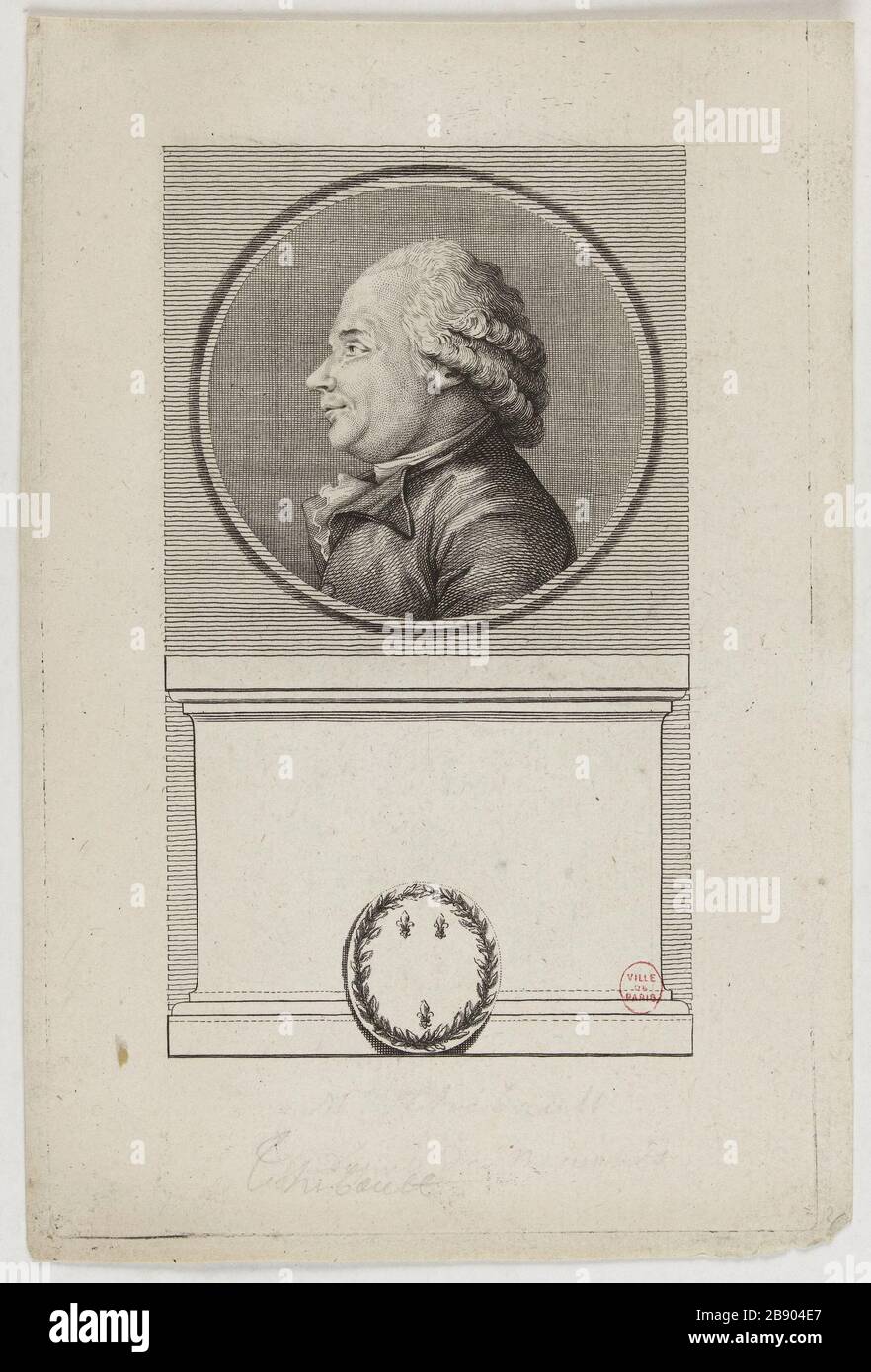 Herr Thibault, Pfarrer von Souppes, Abgeordneter für Nemours zur Nationalversammlung 1789. Anonyme. "M. Thibault, curé de Souppes, député de Nemours à l'Assemblée Nationale de 1789'. Physionotrace. Paris, musée Carnavalet. Stockfoto