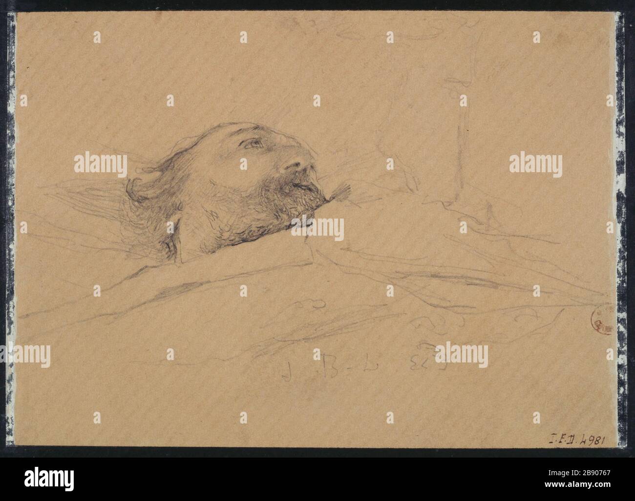 Gambetta auf seinem Sterbebett. Jules Bastien-Lepage (1848-1884-815), peintre français. Gambetta sur son Lit de mort. Mine de plomb. 1883. Paris, musée Carnavalet. Stockfoto