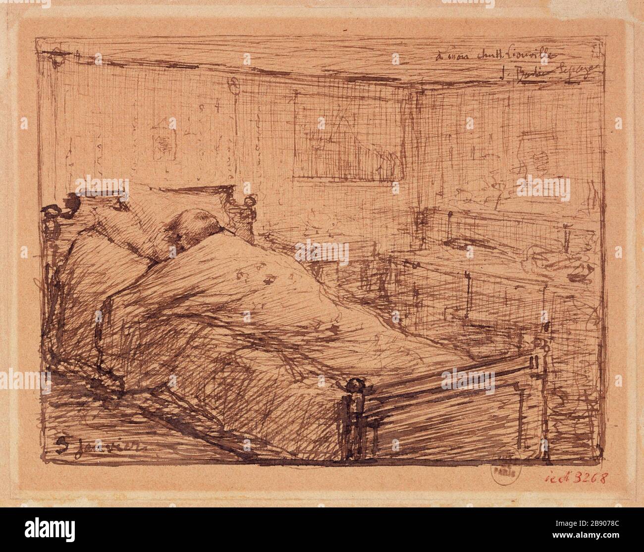 Gambetta auf seinem Sterbebett. Jules-Bastien-Lepage (1848-1884). Gambetta sur son Lit de mort. 1882. Pflaume. Paris, musée Carnavalet. Stockfoto