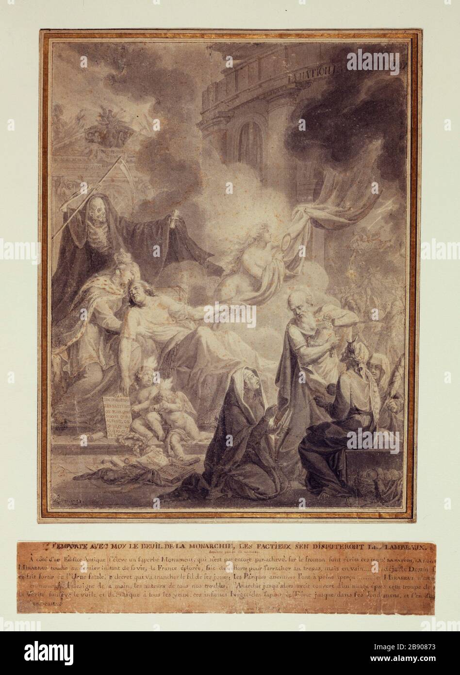 Die letzten Worte und der Tod von Mirabeau Antoine Borel (1743-1810). Les dernières paroles et la mort de Mirabeau, 1791. Crayon sur Papier blanc. Paris, musée Carnavalet. Stockfoto