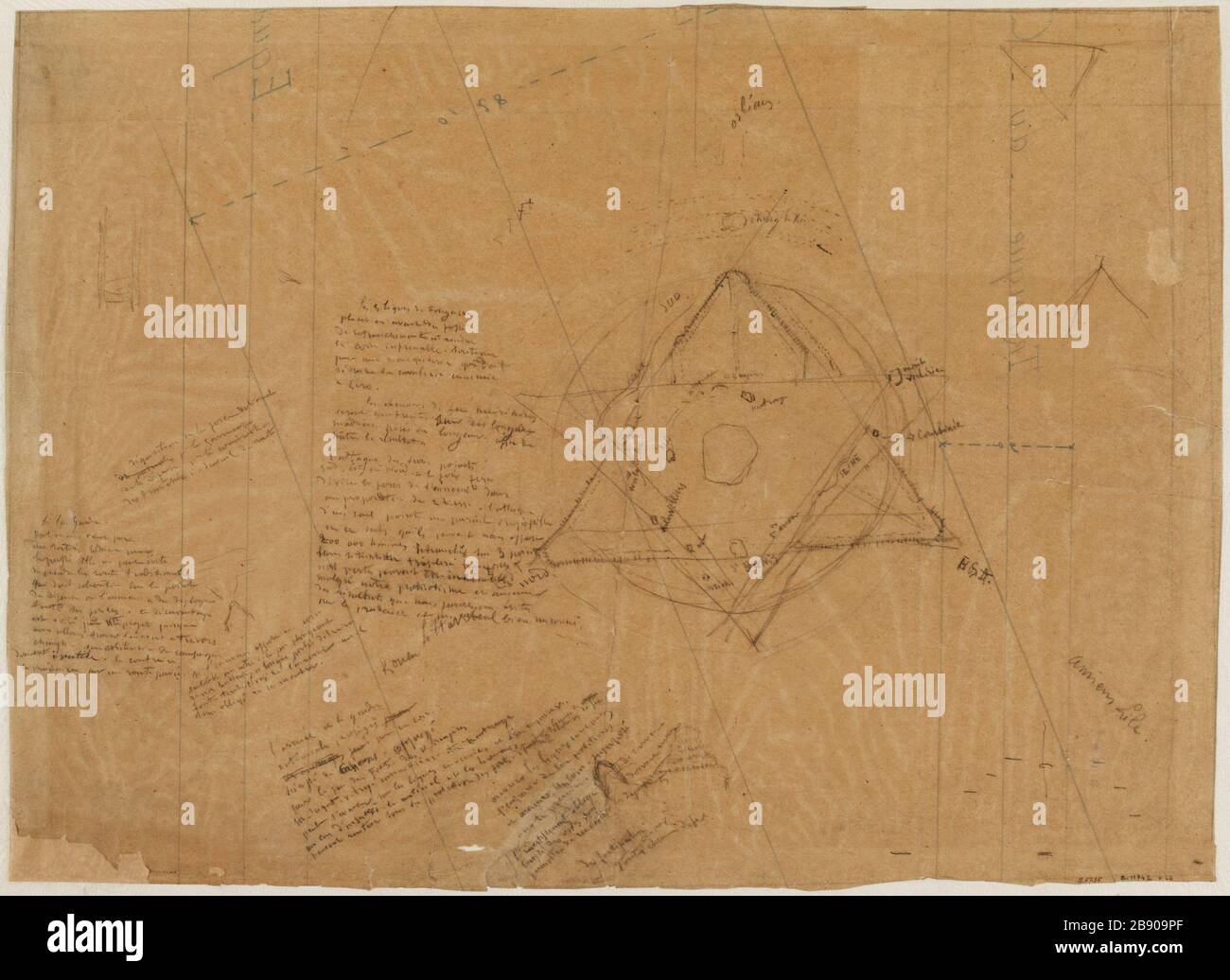 Verteidigungsplan während der Belagerung von Paris 1870 Stockfoto