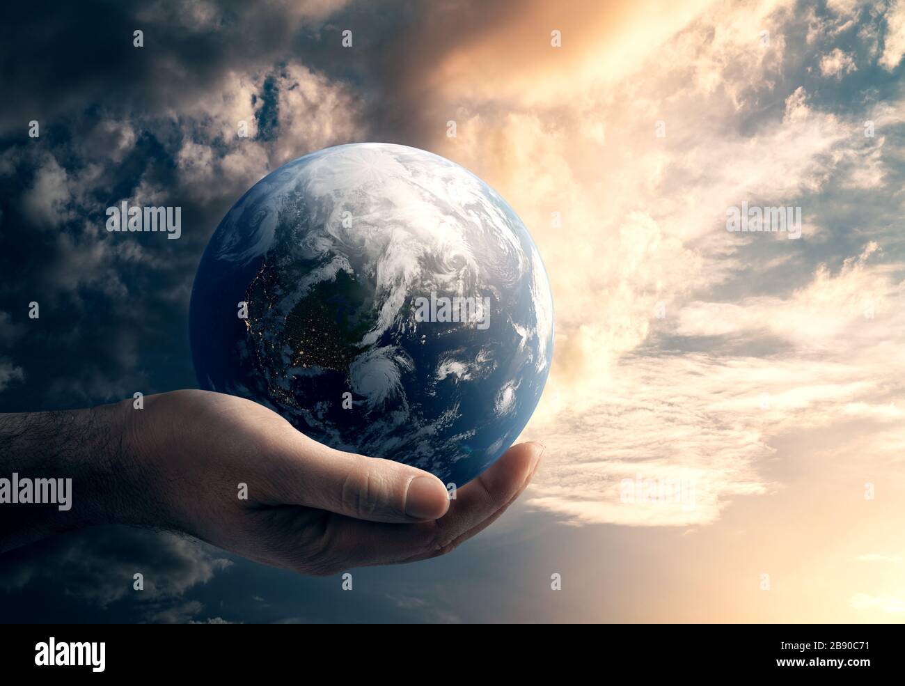 Globales Risiko- und Umweltkonzept. Elemente dieses Bildes, das von der NASA eingerichtet wurde. 3D-Rendering Stockfoto