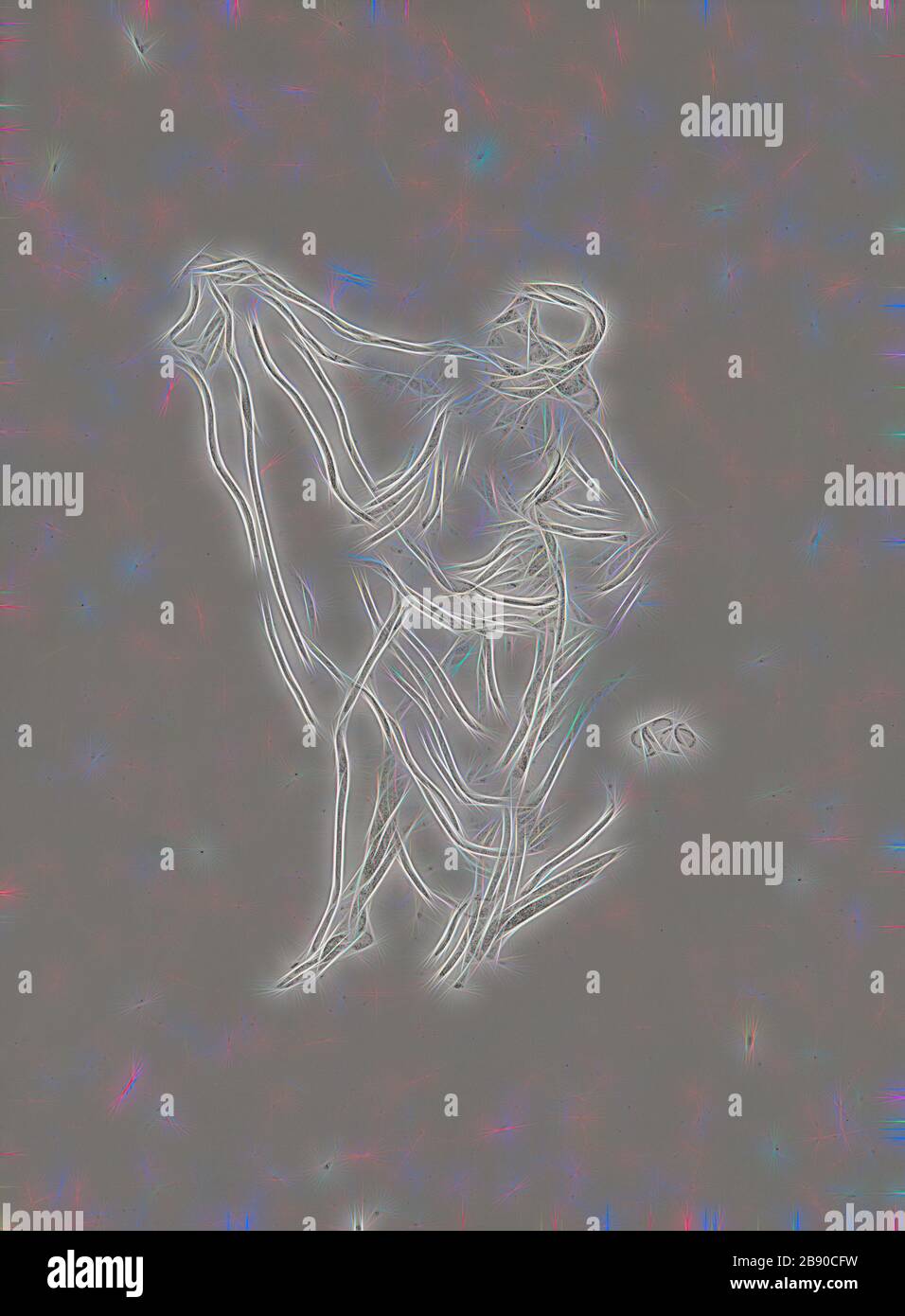 Draped Model, Dancing, wahrscheinlich von der Firma "Dancing", vermutlich von der Firma "Dancing", "James McNeill Whistler", amerikanisch, 1834-1903, Vereinigte Staaten, Transfer lithograph in Schwarz auf grauem China-Papier aus Elfenbein, 176 x 129 mm (Bild), 316 x 232 mm (Blatt), von Gibon reimaginiert, Design des warmfröhlichen Lichts von Helligkeit Klassische Kunst mit moderner Note neu erfunden. Fotografie, inspiriert vom Futurismus, die dynamische Energie moderner Technologie, Bewegung, Geschwindigkeit und Kultur revolutionieren. Stockfoto
