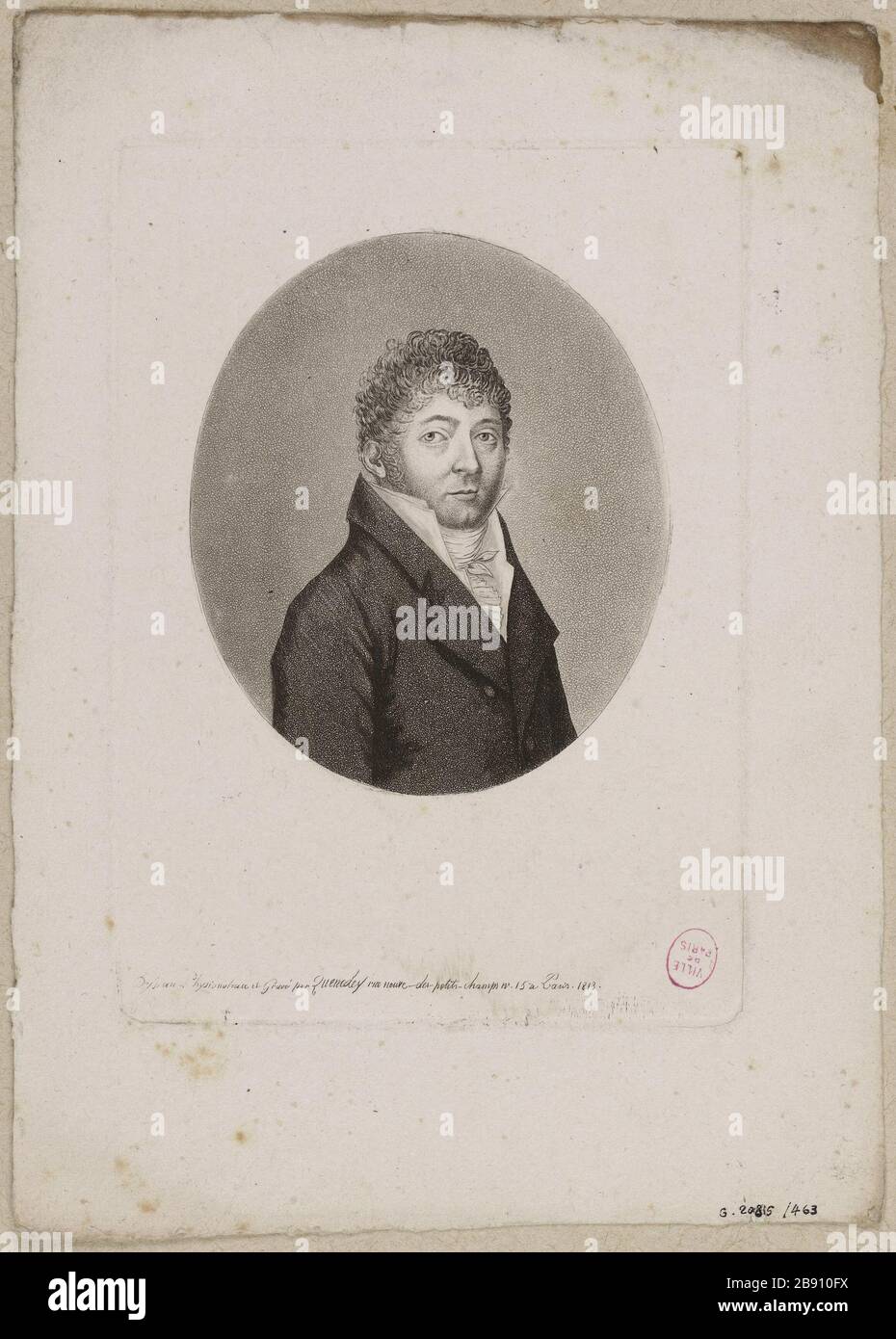 Porträt eines Mannes, Ende des achtzehnten Jahrhunderts / Anfang des neunzehnten Jahrhunderts. Edmé Quenedey (1756-1830). Portrait d'un homme, fin XVIIIème siècle - début XIXème siècle. Physionotrace. Im Jahre 181. Paris, musée Carnavalet. Stockfoto