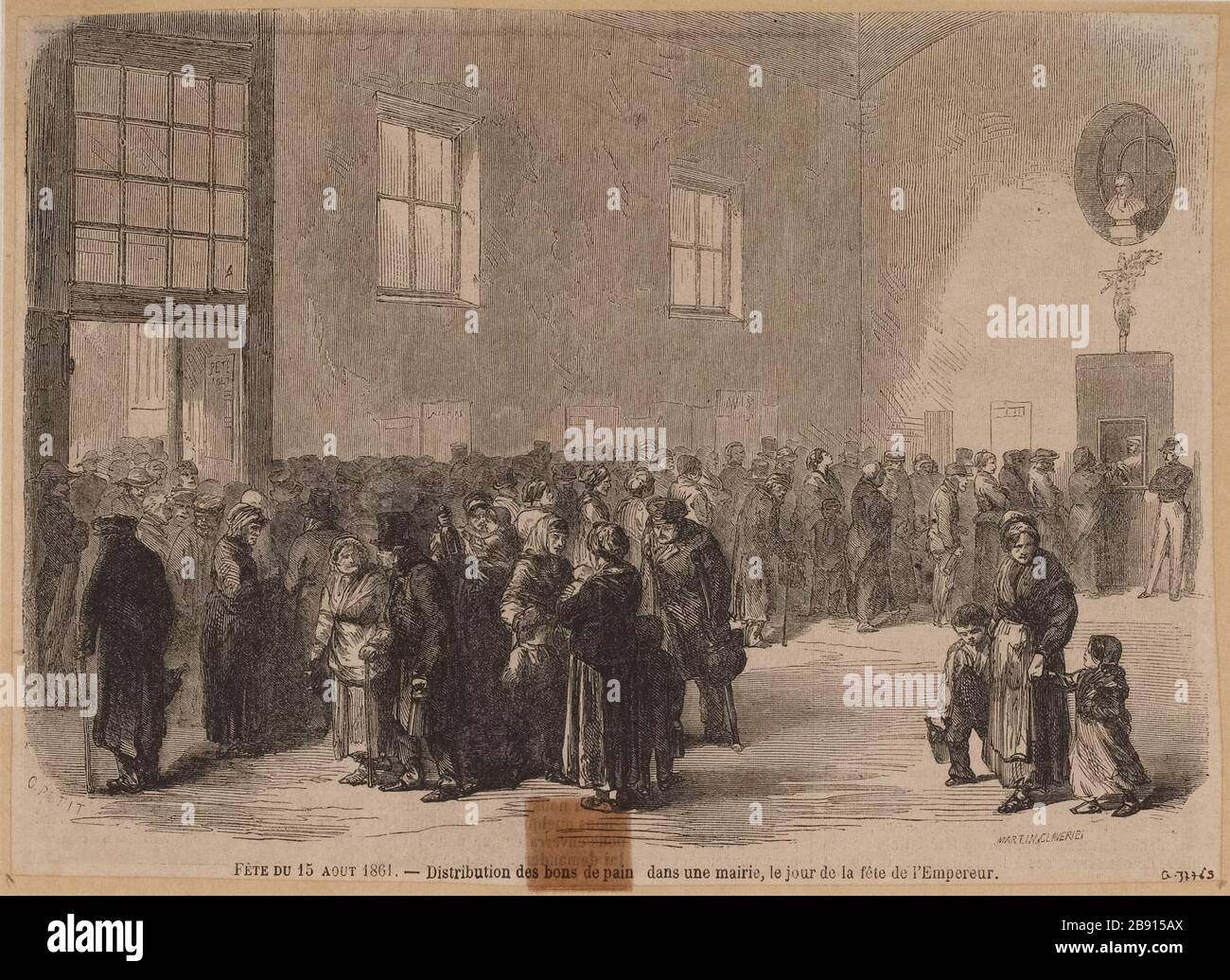 FEST vom 15. August 1861. - Verteilung des guten Brotes in einem Rathaus, dem Festtag des Kaiser Stockfoto