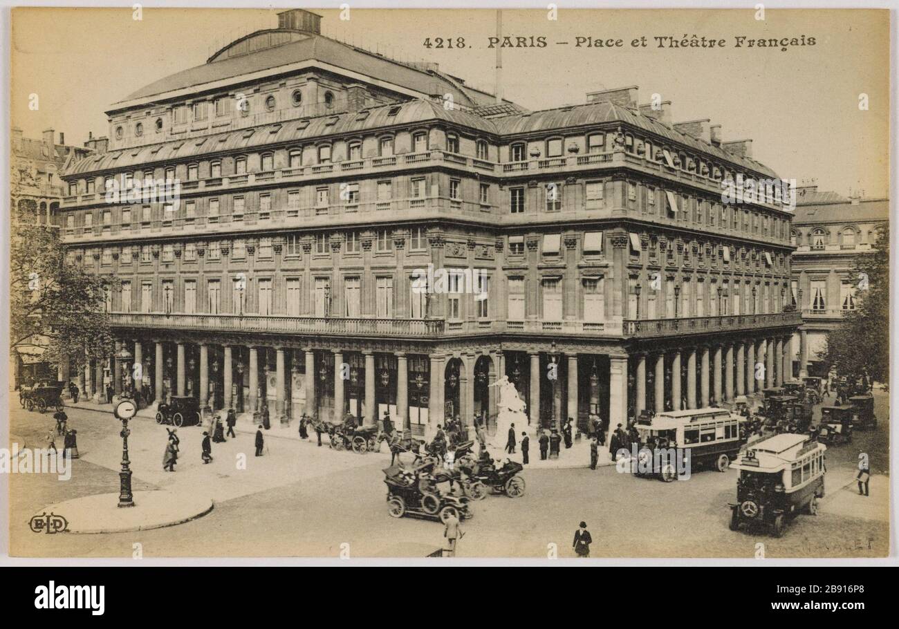 4218 - PARIS - PLACE UND FRANZÖSISCHER THEATERPLATZ et Théâtre-Français. Paris (Ier arr.). Phototypie. Paris, musée Carnavalet. Stockfoto