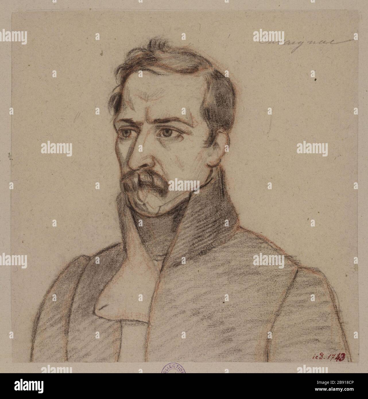 PORTRÄT VON JOHANNES DEM TÄUFER CAVAIGNAC AUGUSTE-TOUSSAINT LECLER. "Portrait de Jean-Baptiste Cavaignac (1762-1829), homme politique français". Dessin. Paris, musée Carnavalet. Stockfoto