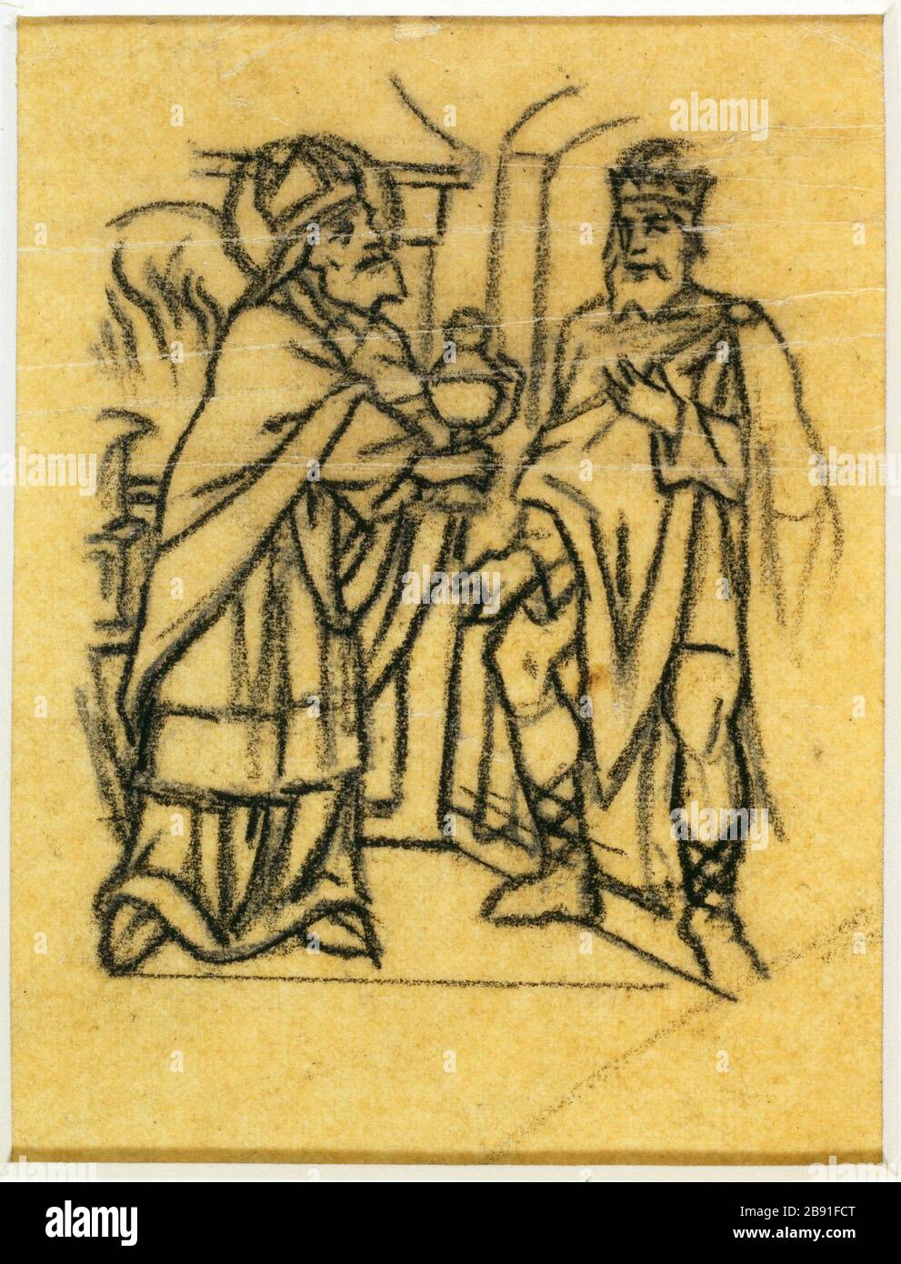 Projektdach, das den Heiligen Eloi Jean Gaspard, Jules ou Johann Caspar Julius Gsell (1814-1904/05) darstellt. Projet de verrière repreprésentant Saint Eloi. Krebse. Paris, musée Carnavalet. Stockfoto