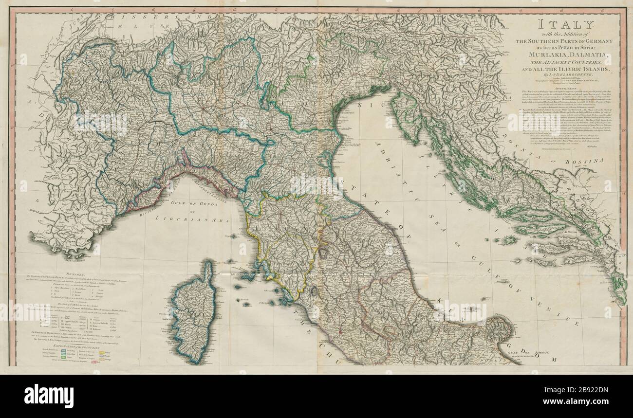 Italien Nordblatt. Savoie, Dalmatien, Korsika Und Nizza. DELAROCHETTE/FADEN 1800-Karte Stockfoto