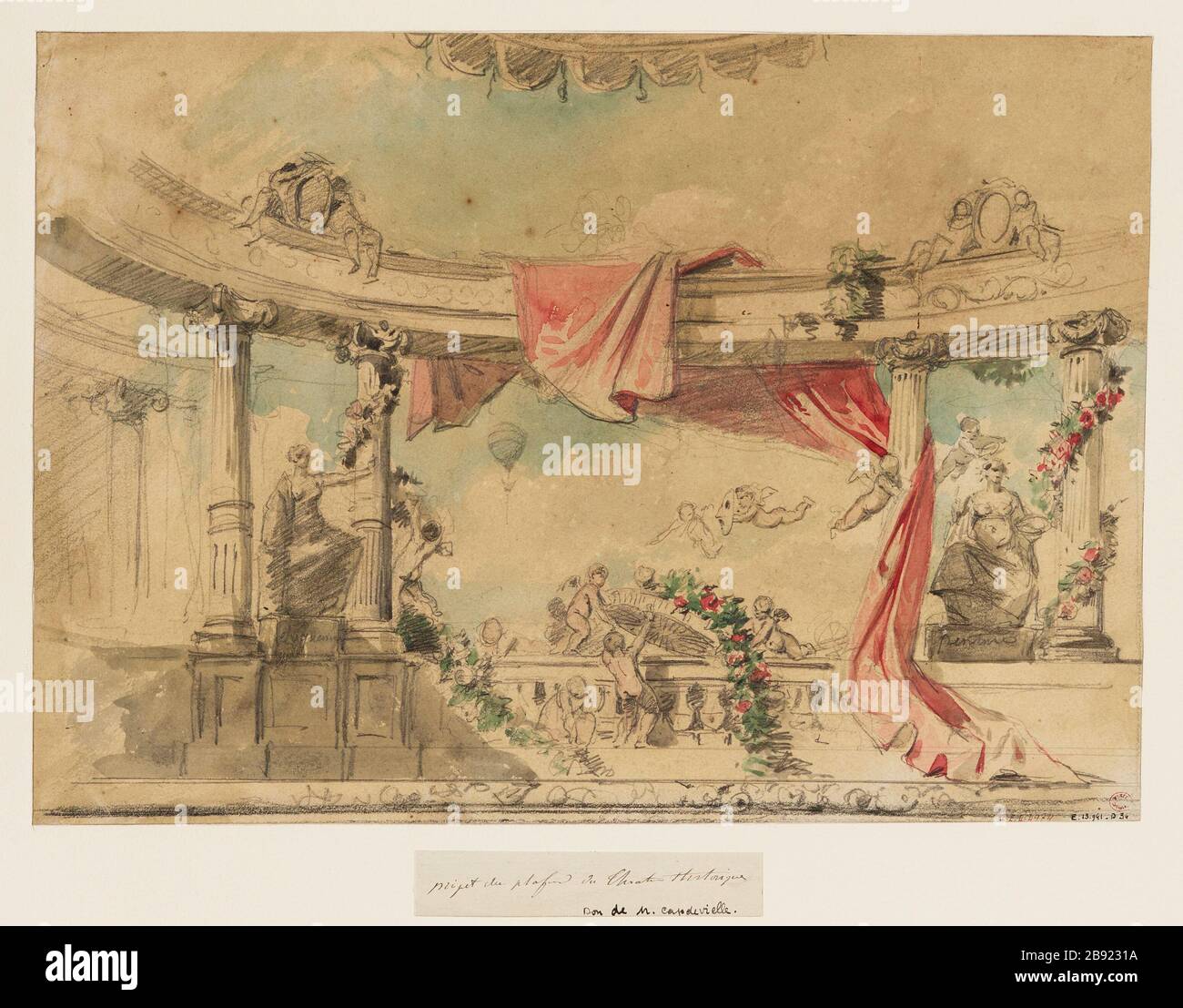 Deckenprojekt zur Theatergeschichte, geschaffen im Jahr 1847 Boulevard du Temple. (Dummy-Titel) Stockfoto