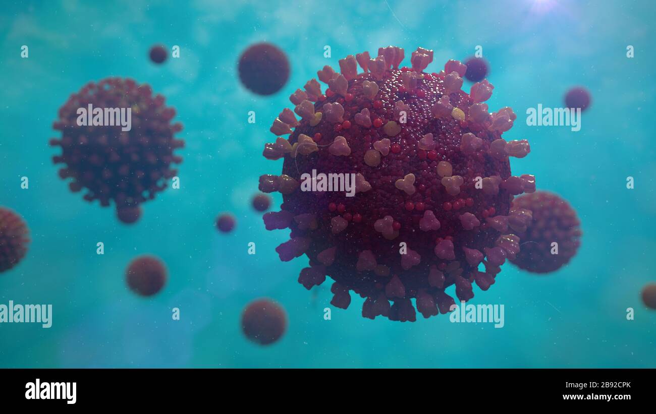 Erreger des Coronavirus, der Covid-19-Ausbruch, eine Sars-CoV-2-Virus-Pandemie Stockfoto