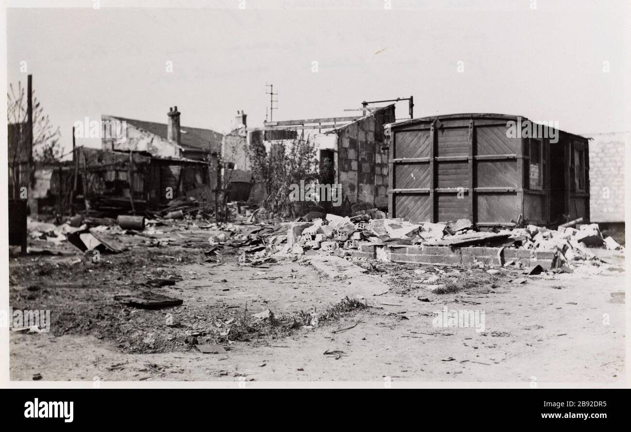 Reservoir Street (Gentilly) / die Aquäduktseite des Ventils / komplette Abbruchfläche. Blick auf den alten Bereich der Befestigungsanlagen in vollem Abriss ​​the. Vue de l'ancienne Zone des formiteries en pline démolition, Gentilly (Val-de-Marne). Richtung Générale des Travaux de Paris et du département de la seine. 1933. Paris, musée Carnavalet. Stockfoto