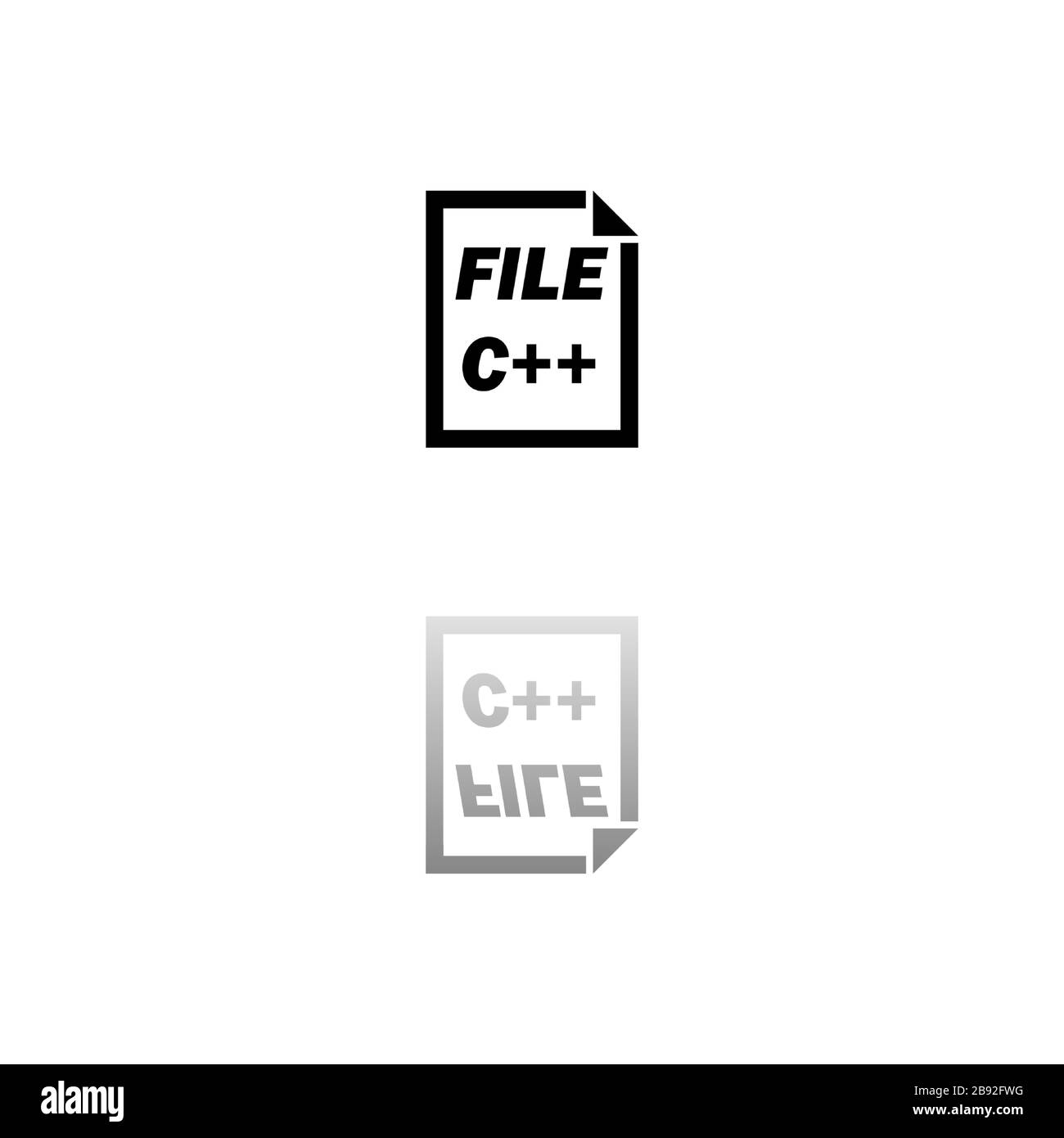 C Coding-Datei. Schwarzes Symbol auf weißem Hintergrund. Einfache Abbildung. Symbol "Flacher Vektor". Spiegelreflexionsschatten. Kann in Logo, Web, Handy und verwendet werden Stock Vektor
