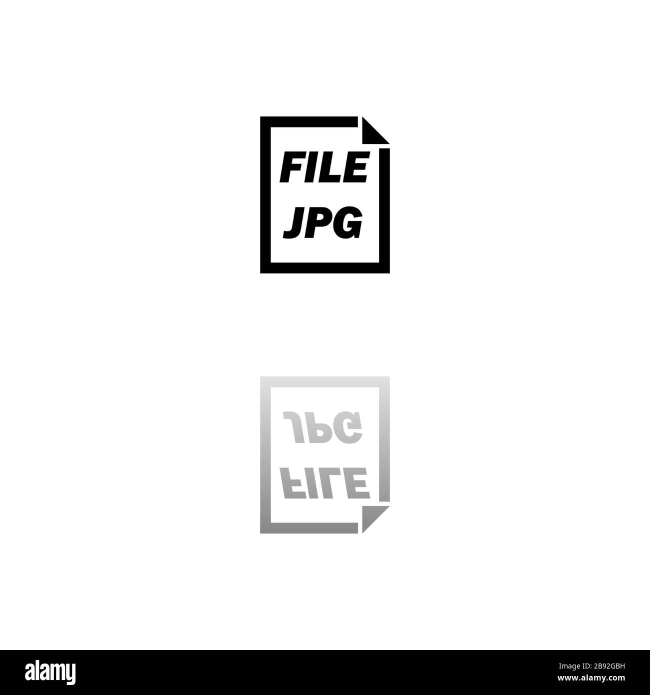 JPG-Datei. Schwarzes Symbol auf weißem Hintergrund. Einfache Abbildung. Symbol "Flacher Vektor". Spiegelreflexionsschatten. Kann in Logo, Web, Handy und UI U verwendet werden Stock Vektor