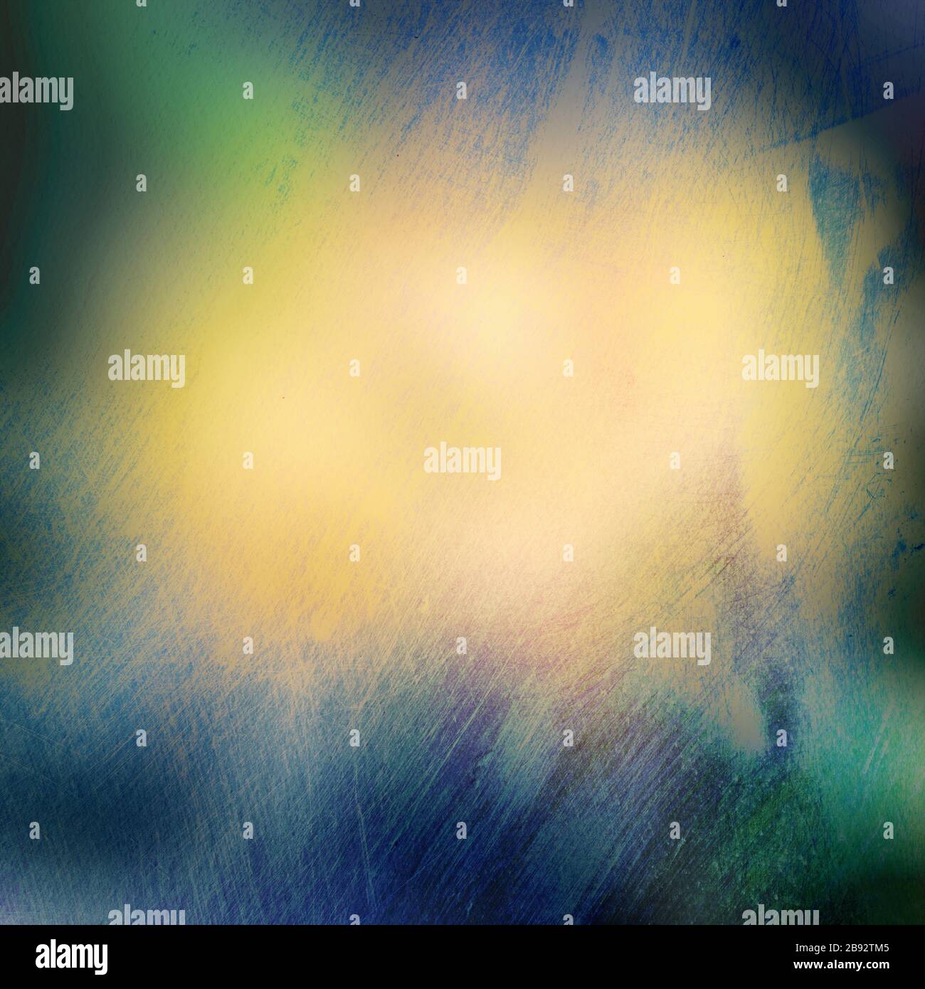 Digital Art Heavy Grunge texturierter Hintergrund in leuchtend gelben Gold grün und blau Farben. Stockfoto