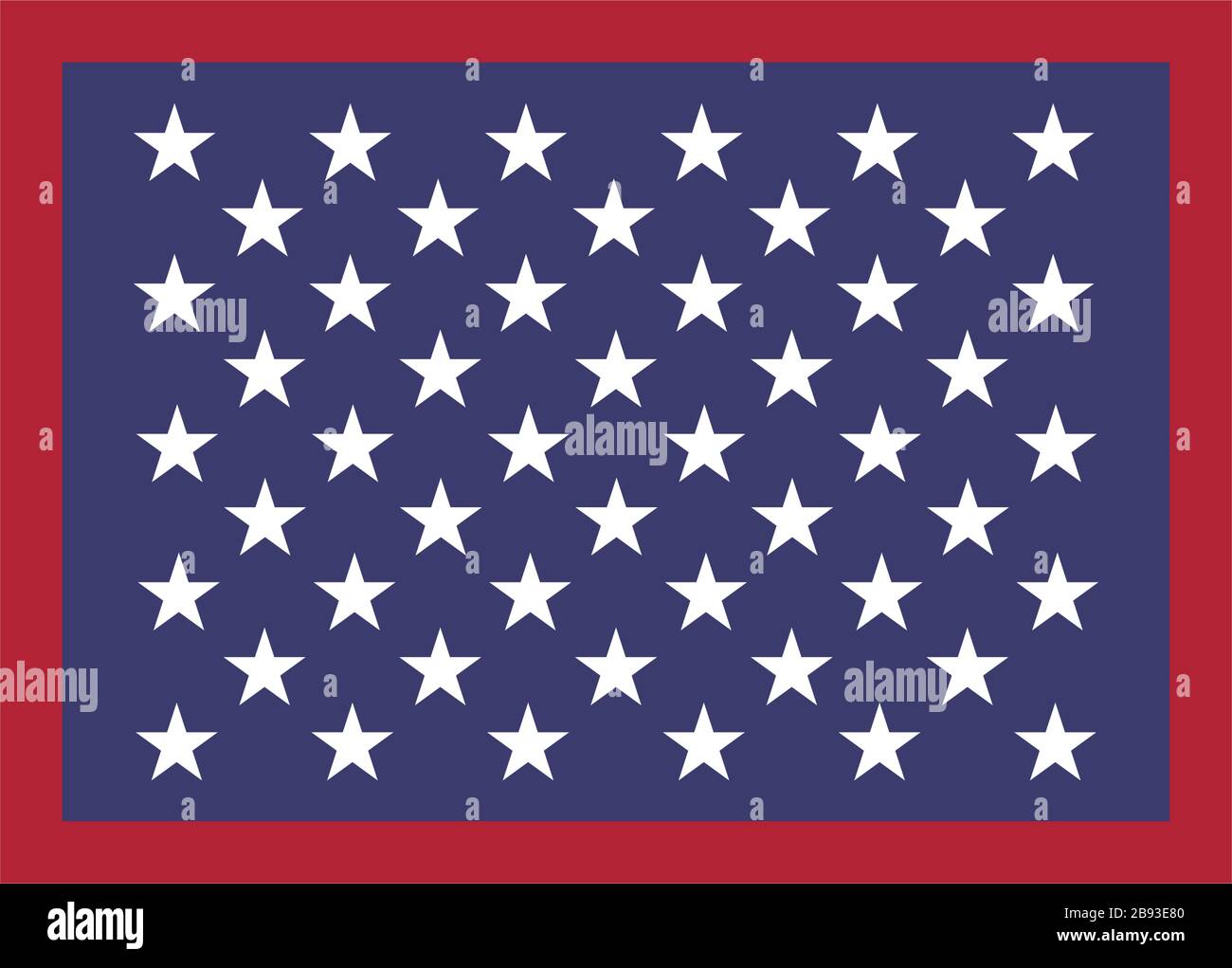 Fünfzig Sterne. Teil der amerikanischen Flagge und Farben. Darstellung des Stock-Vektors auf weißem Hintergrund isoliert. Stock Vektor