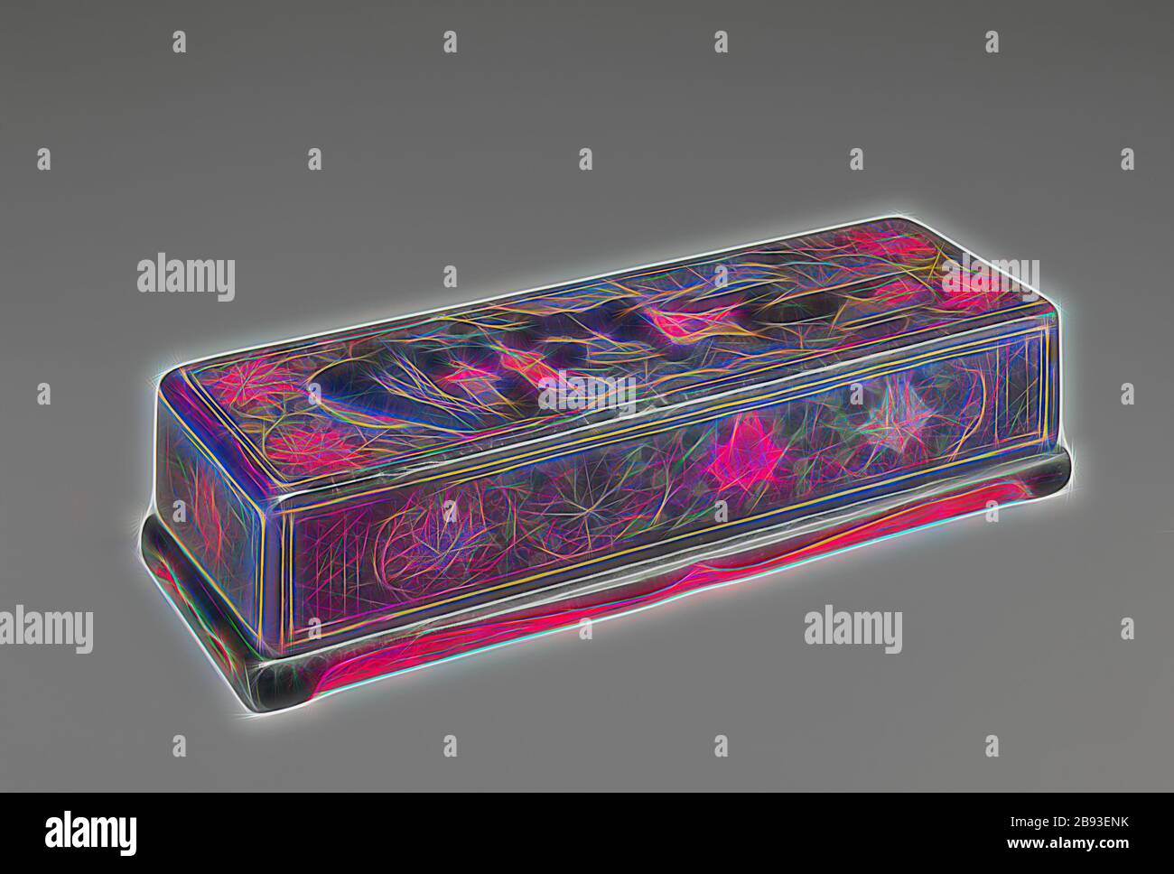 Ryukyuan, Japanisch, Langkasten, 17. Jahrhundert, schwarzer Lack auf Holz mit litharge Anstrich, Schachtel und Deckel: 5 x 14 5/8 x 3 Zoll, von Gibon neu vorgestellt, Design von warmfröhlichem Leuchten von Helligkeit und Lichtstrahlen. Klassische Kunst mit moderner Note neu erfunden. Fotografie, inspiriert vom Futurismus, die dynamische Energie moderner Technologie, Bewegung, Geschwindigkeit und Kultur revolutionieren. Stockfoto