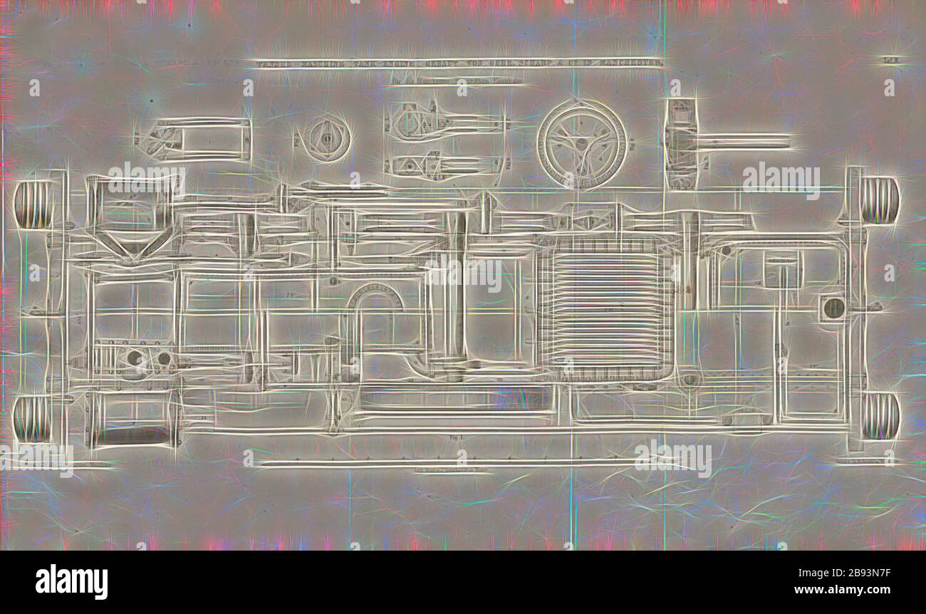 Tender Engine Tank Engine gebaut von Gebr. Scharp, Grundriss der Lokomotive der Sharp, Roberts and Company in Manchester, signiert: Heusinger v., W, Lith., V, J. Lehnhardt, Verleger v., Ch. W. Kreidel, Platte IV, nach S. 175, Heusinger von Waldegg, Edmund, Lith. Anstalt von J. Lehnhardt (lith.), Christian Wilhelm Kreidel Verlag (ed.), Edmund Heusinger von Waldegg, Wilhelm Clauss: Abbildung und Beschreibung der Locomotive-Maschine: Nach den besten und neuesten Konstruktionen: unter Nutzung der englischen Werke von Tredgold, Kinnear Clark, und der französischen Schriften von Le Chatelier, Stockfoto