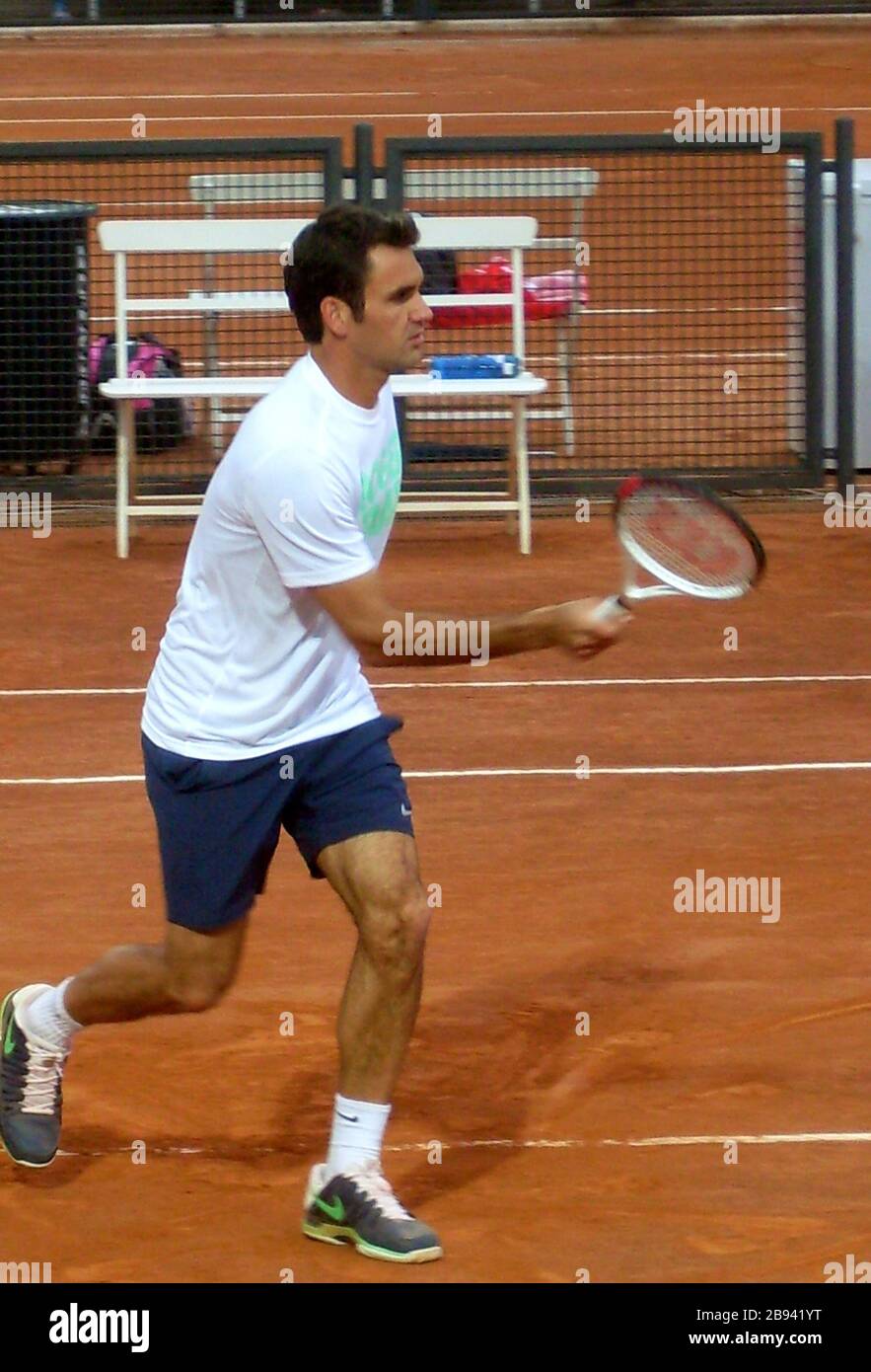 'Italiano: Federer mentre si allena a Roma; vom 13. Juli 0009; eigene Arbeiten; Giumilan;". Stockfoto