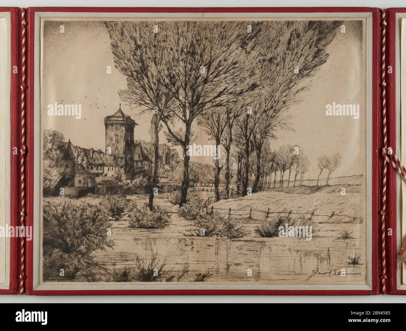 Ehrenbürger der Stadt Zons Brief am Niederrhein accordée à Hitler Anonyme. Ehrenbürgerbrief der Stadt Zons am Niederrhein accordée à Hitler. Cuir, parchemin, encre. 1933. Musée du Général Leclerc de Hauteclocque et de la Libération de Paris, musée Jean Moulin. Stockfoto