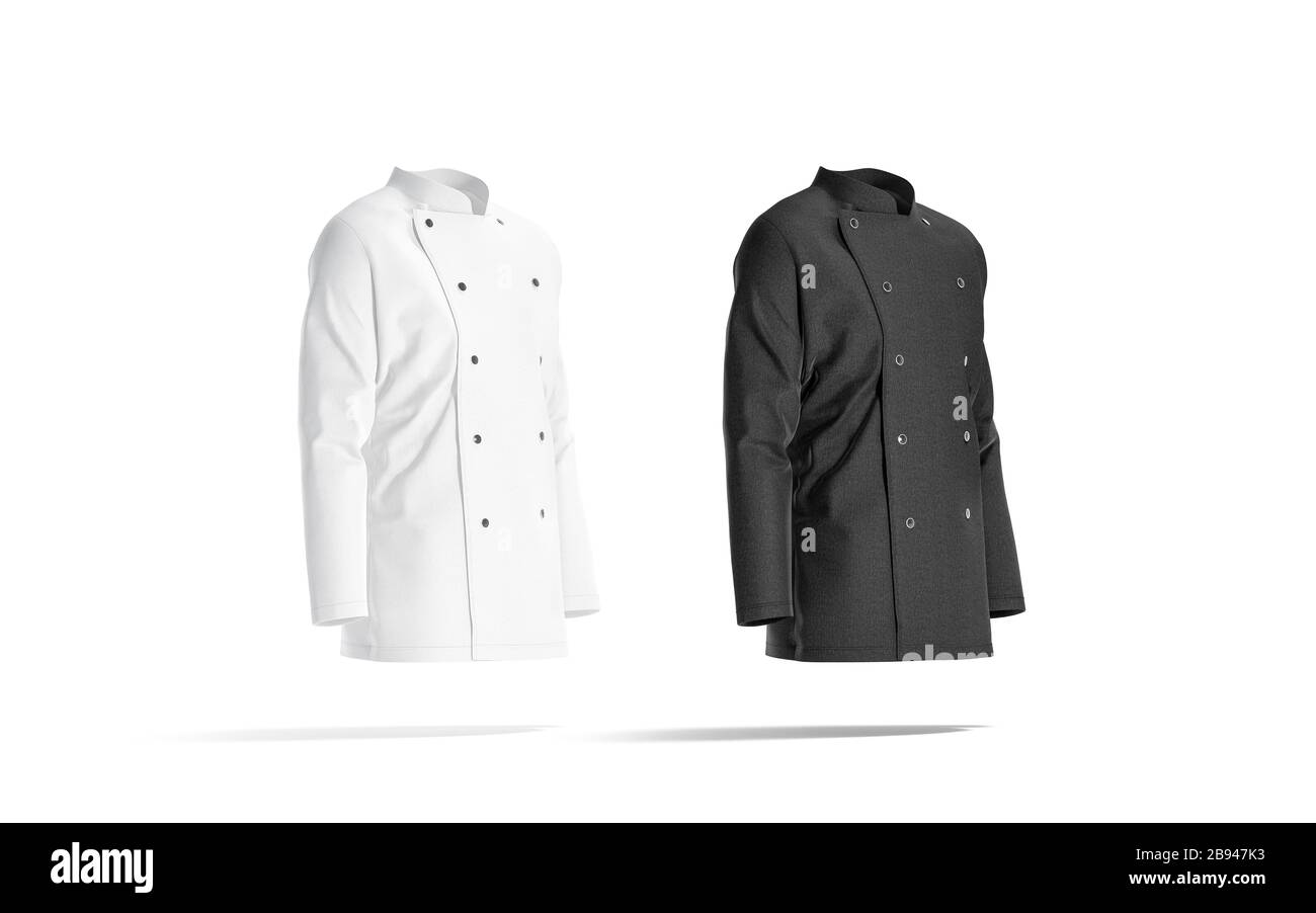 Blank schwarz-weiß Chefjacke Mockup, Seitenansicht Stockfoto