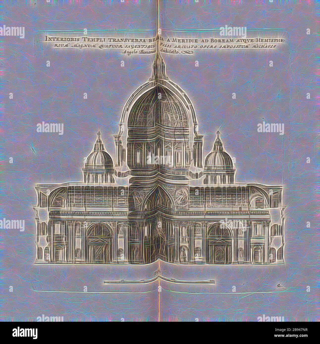 Inneren Tempel seitwärts..., Querschnitt des Petersdoms in Rom, Abb. 59, 2, S. 94, Offizin Endter Nürnberg (Imp.), 1775, Joachim von Sandrart: Teutsche Academie der Bau-Bildhauer- und Maler-Kunst: Worinn sterben Regeln und Lehrsätze of this Künste gegeben, nicht weniger zu sterben mehrerer Erläuterung und Beispiele Beispiele der alten und neuen Künstler in Kupfer beygefüget worden, wie solche in Rom auf das genaueste abgezeichnet sind: nebst den Lebensbeschreibungen und Beispiele der griechischen, römischen und neuen Künstler, ingleichen der Anzeige ihrer vornehmsten Werke. Nürnberg: verlegt in Joh Stockfoto