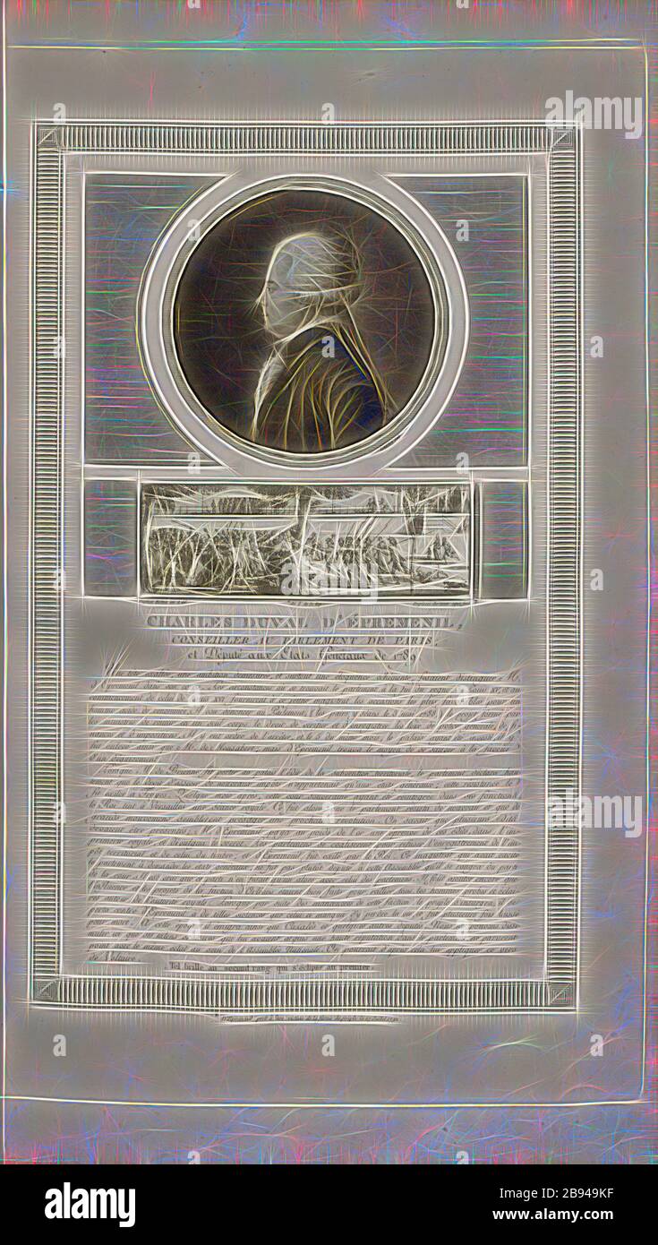 Charles Duval d'Épremenil, Berater im pariser parlament und Stellvertreter in den Generalstaaten von 1789, Porträt von Jean-Jacques Duval d'Eprémesnil und Jean-Jacques Duval d'Eprémesnil am 27. Juli 1792, signiert: Duplessi-Bertaux Inv. Et del, Duplessi-Bertaux aqua forti, Abb. 7, S. 27, Duplessi Bertaux, Jean (Inv. Et del., aqua forti), Collection complète des tableaux historiques de la Révolution française en trois Bände [...]. Bd. 3. A Paris: chez Auber, Editeur, et seul Propriétaire: De l'Imprimerie de Pierre Didot l'aîné, an XI de la République Francçaise M. DCCCII., neu gestaltet von Gibon, Stockfoto